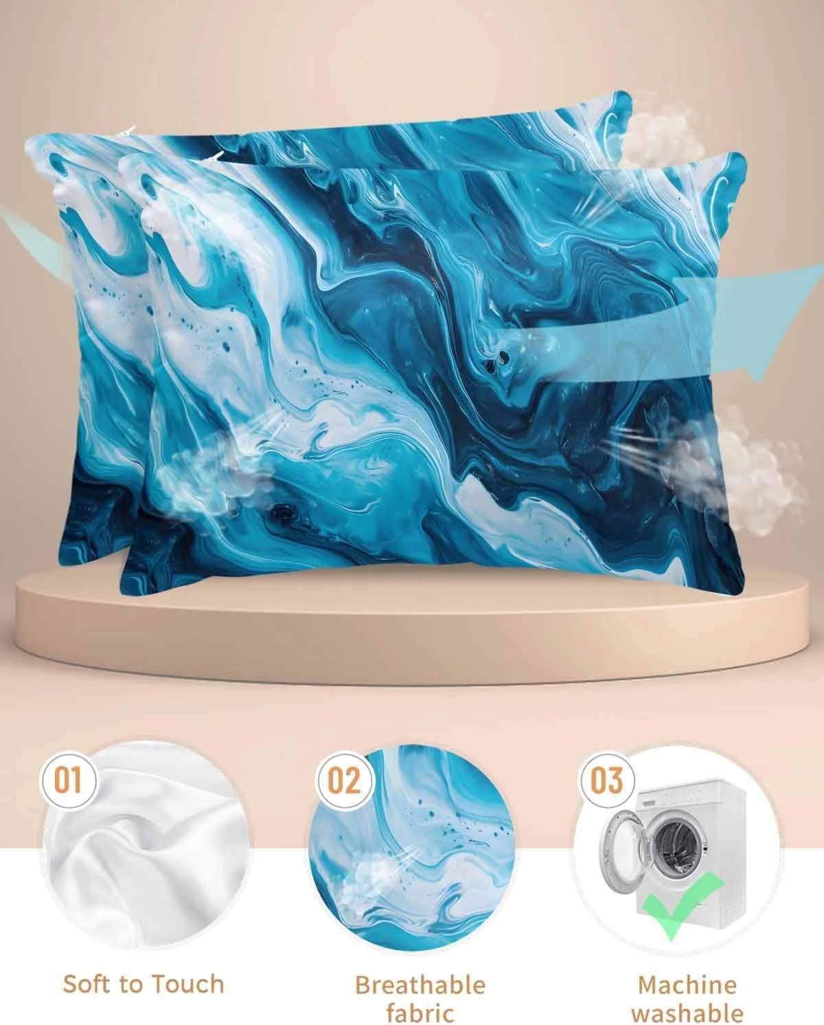 روبالشتی ساتن طرح موج اقیانوس آبی برای مو و پوست، طرح سنگ مرمر آبی قدیمی، بسته 2 عددی با زیپ، بسیار نرم و خنک شبیه روکش های ابریشمی، سایز 50x75 سانتی متر روبالشتی ساتن طرح موج اقیانوس آبی برای مو و پوست، طرح سنگ مرمر آبی قدیمی، بسته 2 عددی با زیپ، بسیار نرم و خنک شبیه روکش های ابریشمی، سایز 50x75 سانتی متر