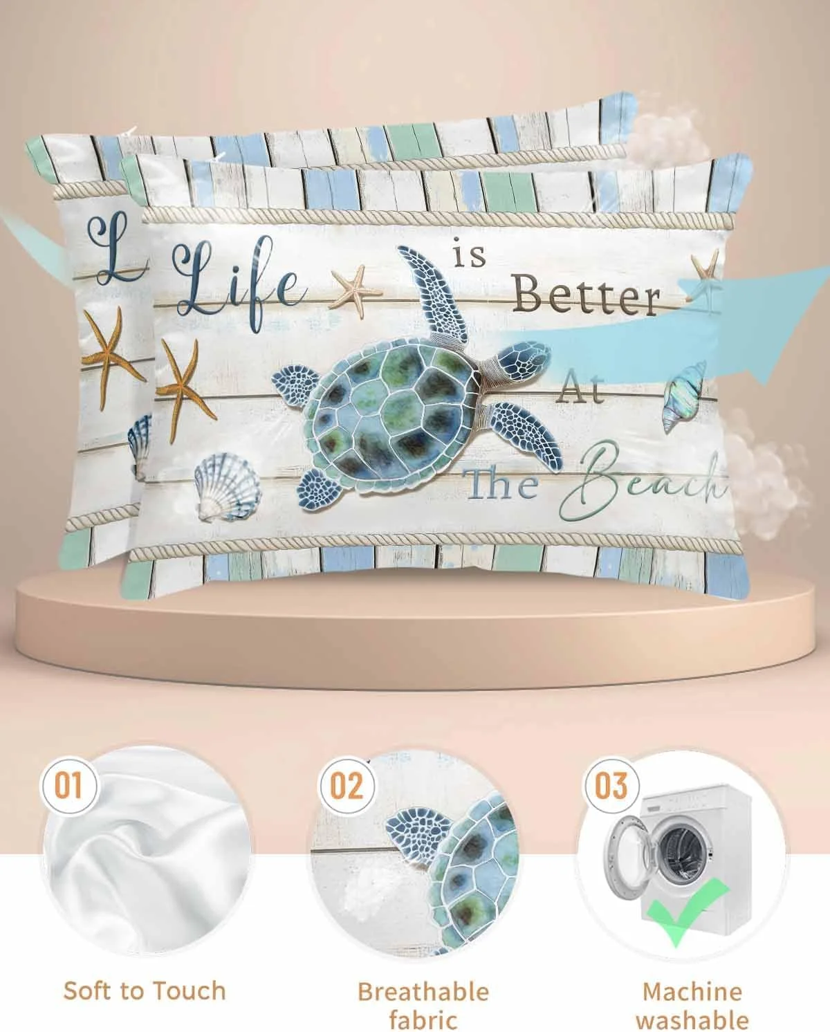 روبالشتی ساتن طرح لاک پشت دریایی برای مو و پوست، طرح صدف ستاره دریایی، بسته 2 عددی با زیپ، بسیار نرم و خنک، مشابه روکش بالش ابریشمی، سایز 50x66 سانتی متر روبالشتی ساتن طرح لاک پشت دریایی برای مو و پوست، طرح صدف ستاره دریایی، بسته 2 عددی با زیپ، بسیار نرم و خنک، مشابه روکش بالش ابریشمی، سایز 50x66 سانتی متر