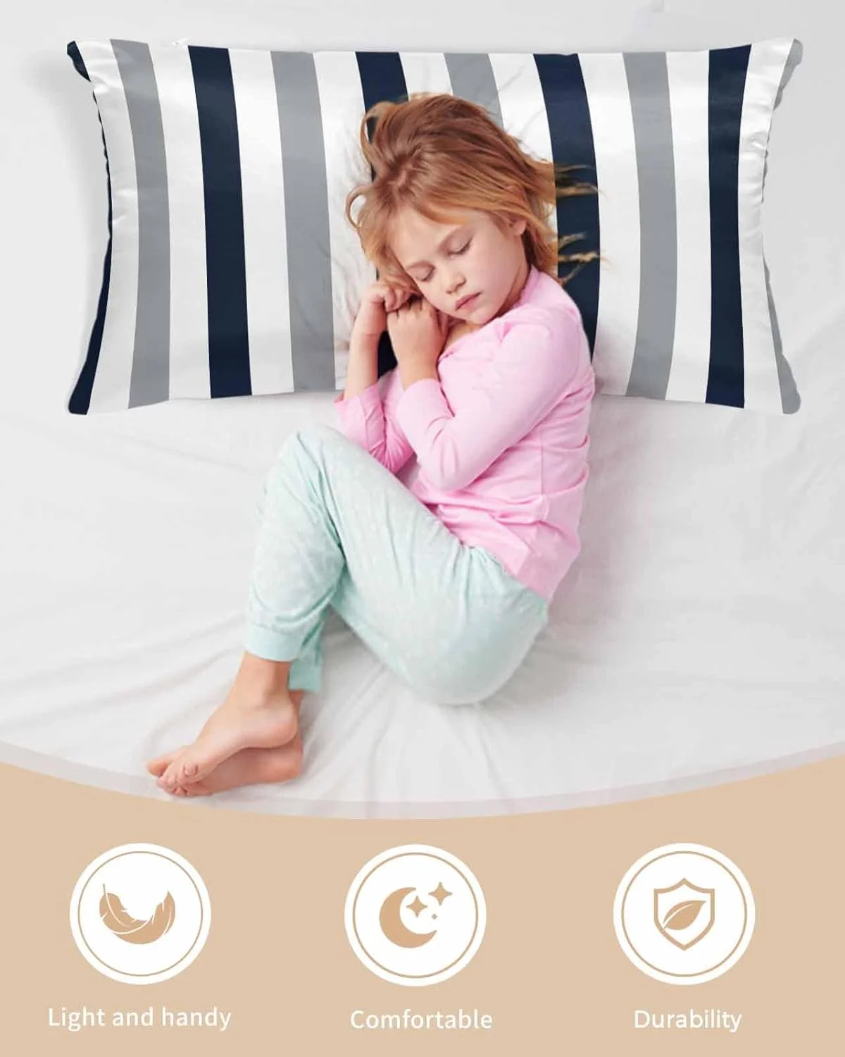 روبالشی ساتن راه راه سرمه ای خاکستری برای مو و پوست، روبالشی های مدرن و قدیمی، بسته 2 عددی با زیپ، بسیار نرم و خنک شبیه روکش های ابریشمی، 50x100 سانتی متر روبالشی ساتن راه راه سرمه ای خاکستری برای مو و پوست، روبالشی های مدرن و قدیمی، بسته 2 عددی با زیپ، بسیار نرم و خنک شبیه روکش های ابریشمی، 50x100 سانتی متر