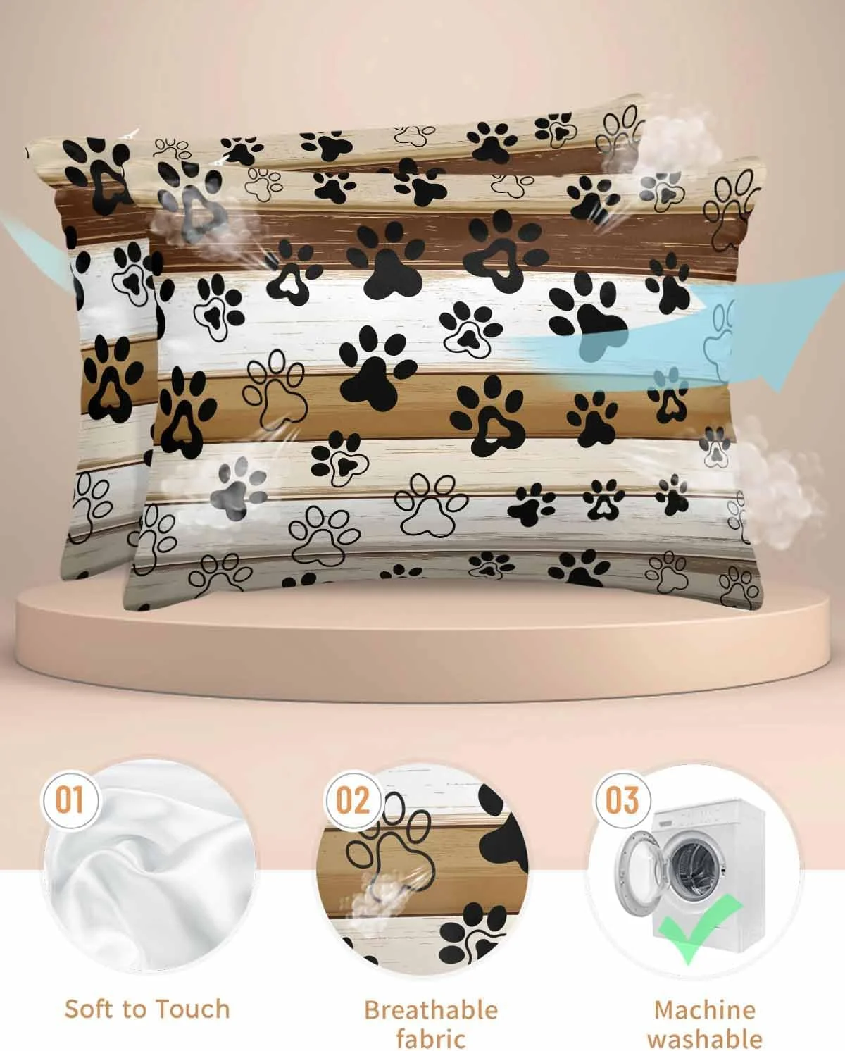 روبالشی ساتن طرح سگ روستایی برای مو و پوست، طرح پنجه روی تخته چوبی قهوه ای قدیمی، بسته 2 عددی با زیپ، فوق العاده نرم و خنک شبیه روکش های ابریشمی، 50x66 سانتی متر روبالشی ساتن طرح سگ روستایی برای مو و پوست، طرح پنجه روی تخته چوبی قهوه ای قدیمی، بسته 2 عددی با زیپ، فوق العاده نرم و خنک شبیه روکش های ابریشمی، 50x66 سانتی متر