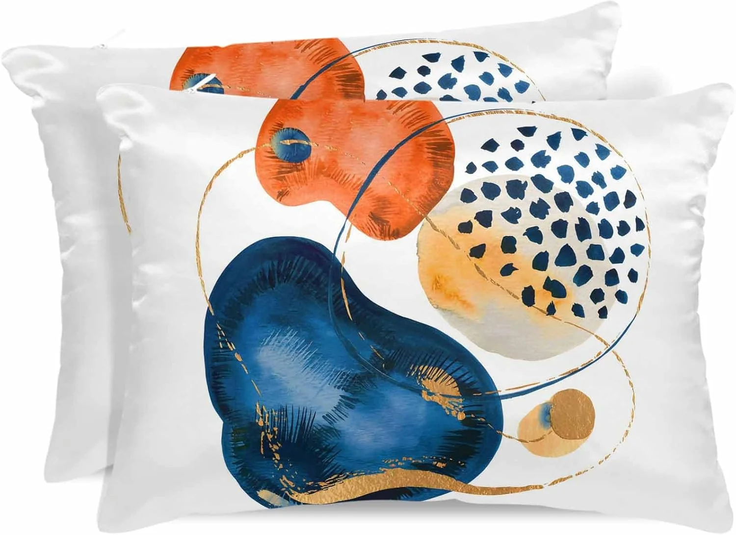 روبالشی ساتن هندسی انتزاعی برای مو و پوست، آبی قرمز نارنجی مدرن مینیمالیستی وینتیج، بسته 2 عددی با زیپ، فوق العاده نرم و خنک کننده مشابه روکش های ابریشمی، 50x90 سانتی متر روبالشی ساتن هندسی انتزاعی برای مو و پوست، آبی قرمز نارنجی مدرن مینیمالیستی وینتیج، بسته 2 عددی با زیپ، فوق العاده نرم و خنک کننده مشابه روکش های ابریشمی، 50x90 سانتی متر