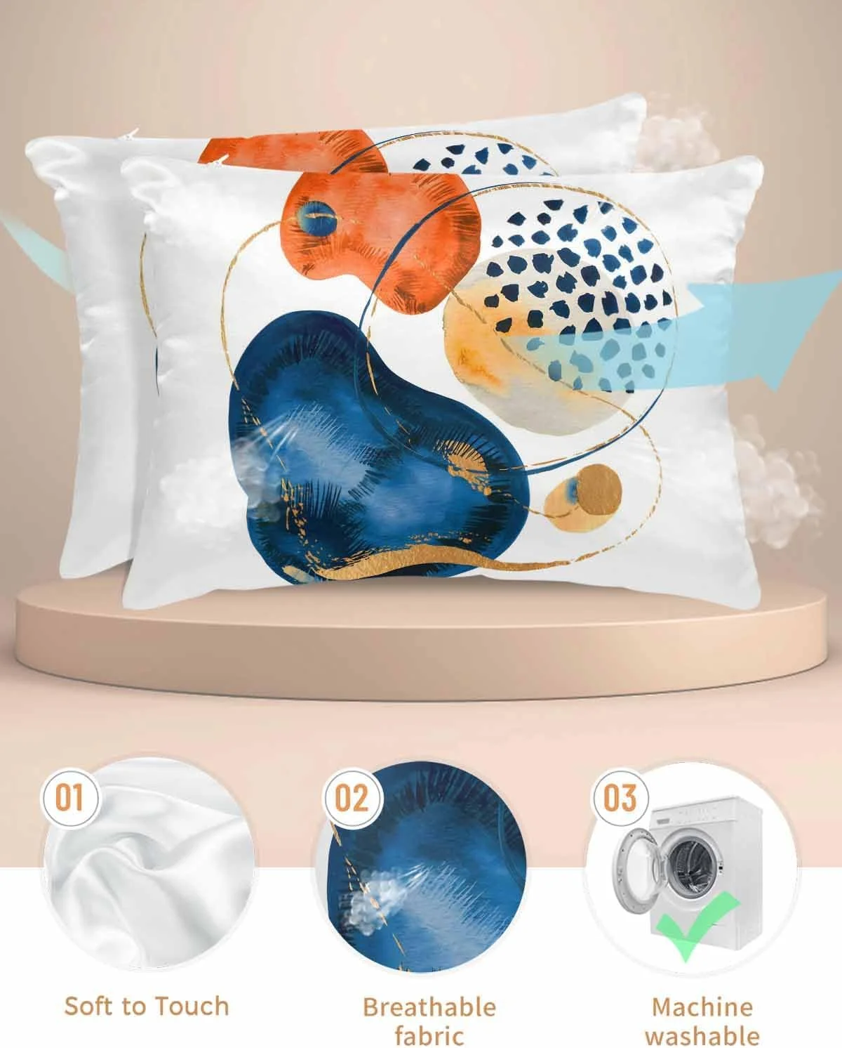 روبالشی ساتن هندسی انتزاعی برای مو و پوست، آبی قرمز نارنجی مدرن مینیمالیستی وینتیج، بسته 2 عددی با زیپ، فوق العاده نرم و خنک کننده مشابه روکش های ابریشمی، 50x90 سانتی متر روبالشی ساتن هندسی انتزاعی برای مو و پوست، آبی قرمز نارنجی مدرن مینیمالیستی وینتیج، بسته 2 عددی با زیپ، فوق العاده نرم و خنک کننده مشابه روکش های ابریشمی، 50x90 سانتی متر