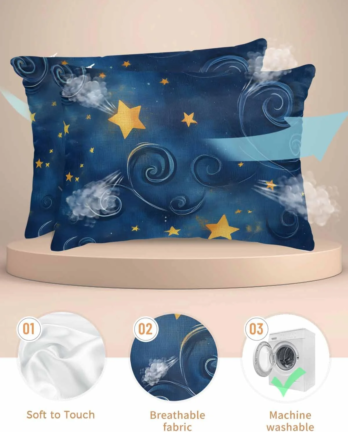 روبالشتی ساتن طرح آسمان پر ستاره آبی برای مو و پوست، روبالشتی طرح کهکشان ستاره ای وینتیج، بسته 2 عددی با زیپ، بسیار نرم و خنک شبیه روکش های ابریشمی، 50x66 سانتی متر روبالشتی ساتن طرح آسمان پر ستاره آبی برای مو و پوست، روبالشتی طرح کهکشان ستاره ای وینتیج، بسته 2 عددی با زیپ، بسیار نرم و خنک شبیه روکش های ابریشمی، 50x66 سانتی متر