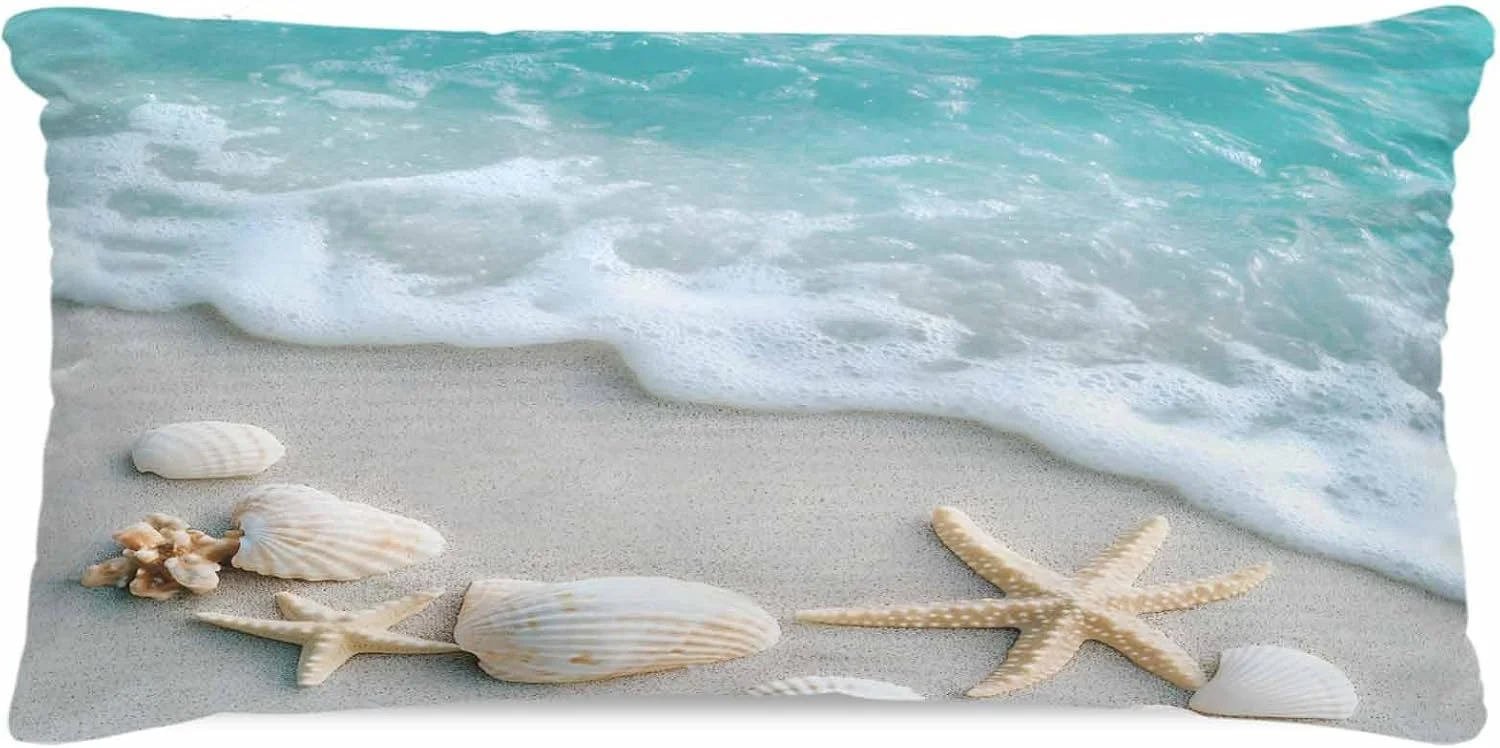 روبالشتی ساتن آبی-بژ برای مو و پوست، طرح ستاره دریایی ساحلی، صدف، شن و موج دریا، طرح قدیمی، بسته 2 عددی با زیپ، فوق العاده نرم و خنک شبیه روکش بالش ابریشمی، 50x100 سانتی متر روبالشتی ساتن آبی-بژ برای مو و پوست، طرح ستاره دریایی ساحلی، صدف، شن و موج دریا، طرح قدیمی، بسته 2 عددی با زیپ، فوق العاده نرم و خنک شبیه روکش بالش ابریشمی، 50x100 سانتی متر