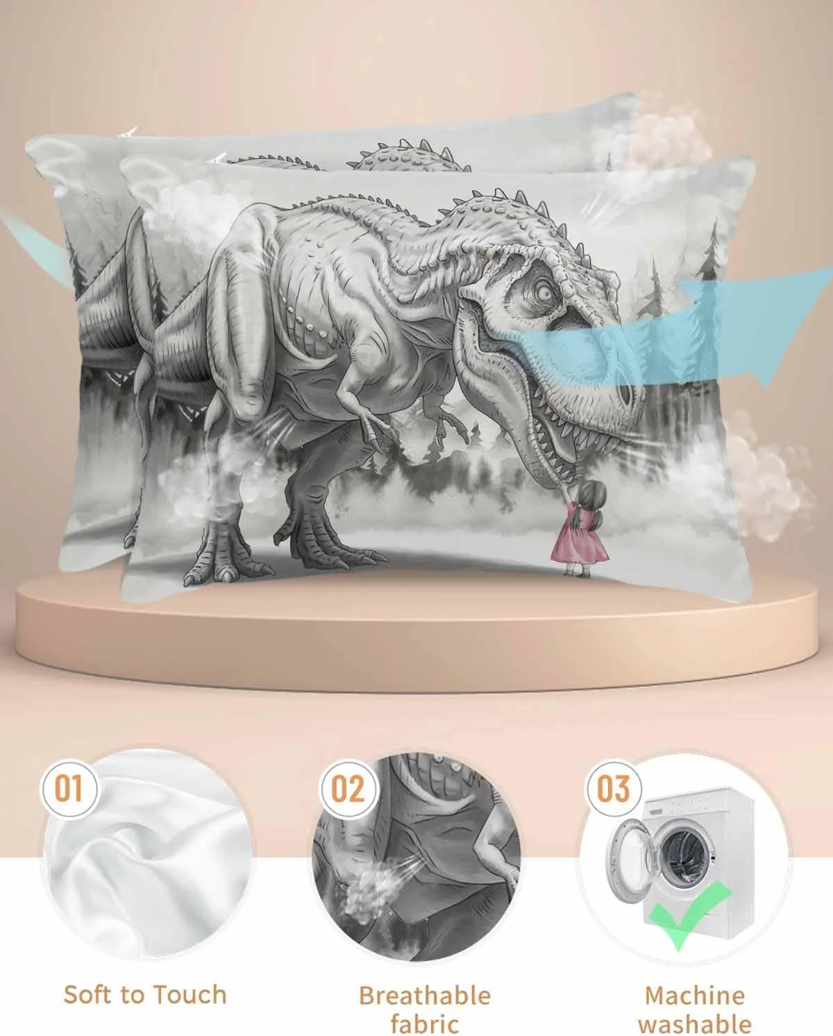 روبالشی ساتن طرح دایناسور انتزاعی برای مو و پوست، خاکستری رترو، حیوانات، دختر کوچک، روبالشی های وینتیج 2 عددی با زیپ، بسیار نرم و خنک کننده مشابه روکش های ابریشمی، 50x66 سانتی متر روبالشی ساتن طرح دایناسور انتزاعی برای مو و پوست، خاکستری رترو، حیوانات، دختر کوچک، روبالشی های وینتیج 2 عددی با زیپ، بسیار نرم و خنک کننده مشابه روکش های ابریشمی، 50x66 سانتی متر