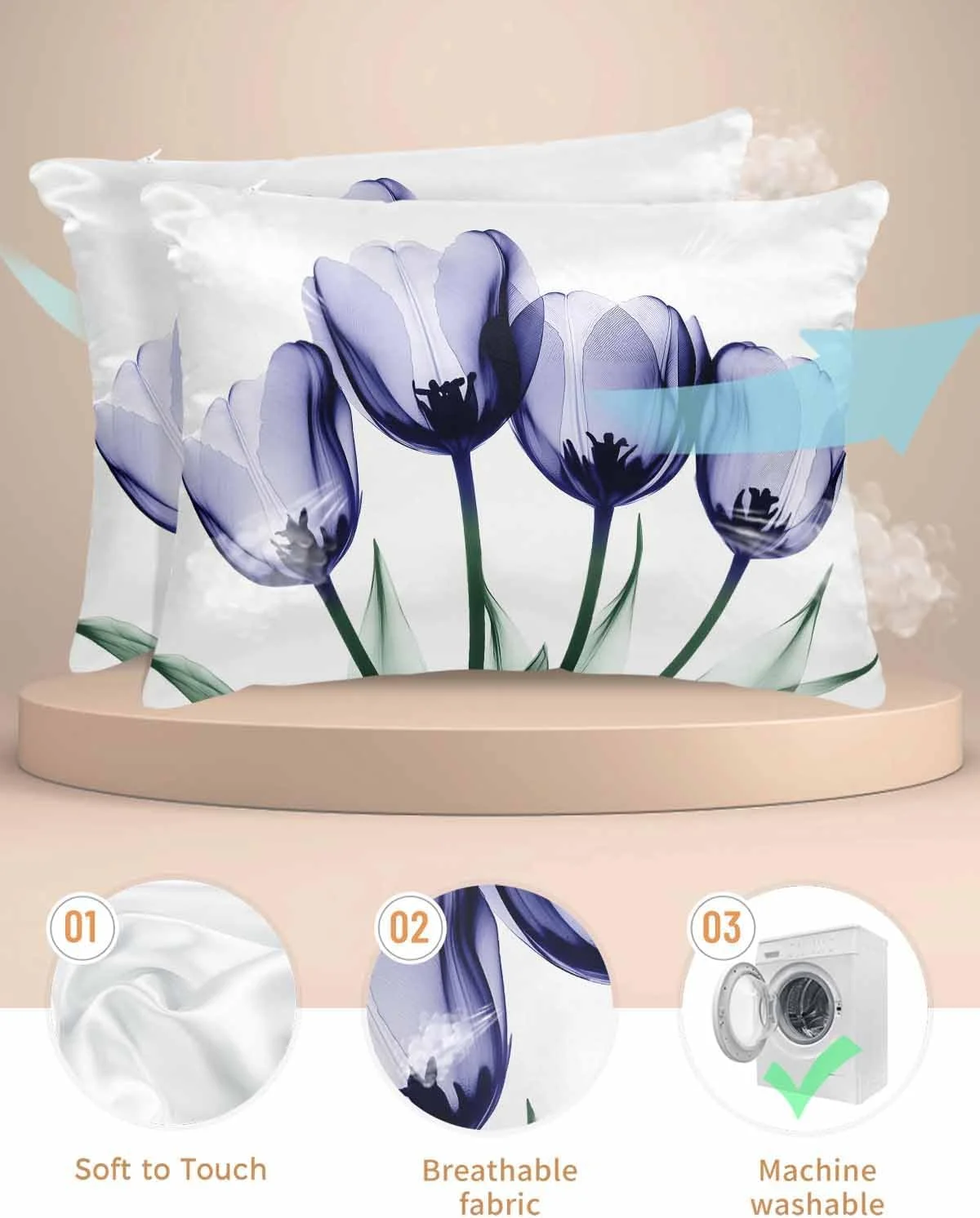 روبالشی ساتن گل لاله بنفش برای مو و پوست، طرح گل های شفاف و قدیمی، بسته 2 عددی با زیپ، بسیار نرم و خنک، مشابه روکش بالش ابریشمی، سایز 50x66 سانتی متر روبالشی ساتن گل لاله بنفش برای مو و پوست، طرح گل های شفاف و قدیمی، بسته 2 عددی با زیپ، بسیار نرم و خنک، مشابه روکش بالش ابریشمی، سایز 50x66 سانتی متر