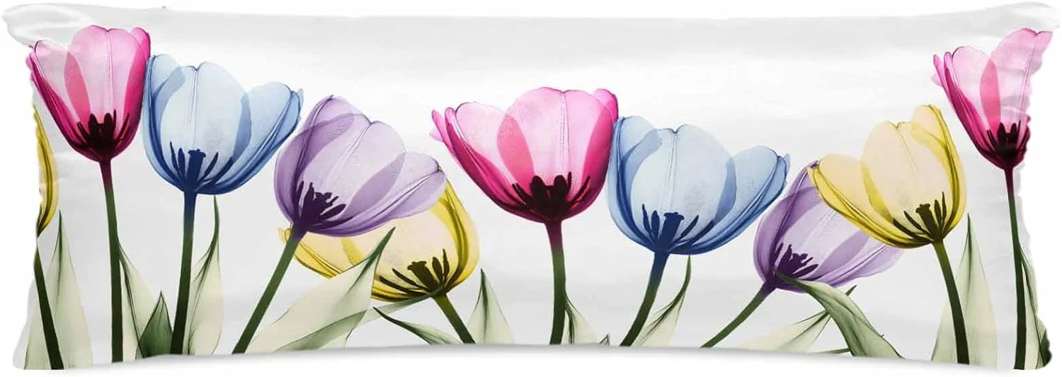 روبالشتی ساتن طرح گل لاله برای مو و پوست، طرح گلدار شفاف وینتیج، بسته 2 عددی با زیپ، بسیار نرم و خنک شبیه روکش های ابریشمی، 50x137 سانتی متر روبالشتی ساتن طرح گل لاله برای مو و پوست، طرح گلدار شفاف وینتیج، بسته 2 عددی با زیپ، بسیار نرم و خنک شبیه روکش های ابریشمی، 50x137 سانتی متر