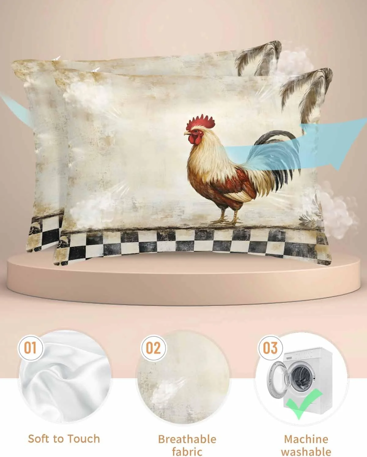 روبالشی ساتن طرح خروس، مناسب برای مو و پوست، شطرنجی مشکی، بافت آبرنگی وینتیج، طرح مزرعه، بسته 2 عددی با زیپ، بسیار نرم و خنک، مشابه روکش بالش ابریشمی، سایز 50x75 سانتی متر روبالشی ساتن طرح خروس، مناسب برای مو و پوست، شطرنجی مشکی، بافت آبرنگی وینتیج، طرح مزرعه، بسته 2 عددی با زیپ، بسیار نرم و خنک، مشابه روکش بالش ابریشمی، سایز 50x75 سانتی متر