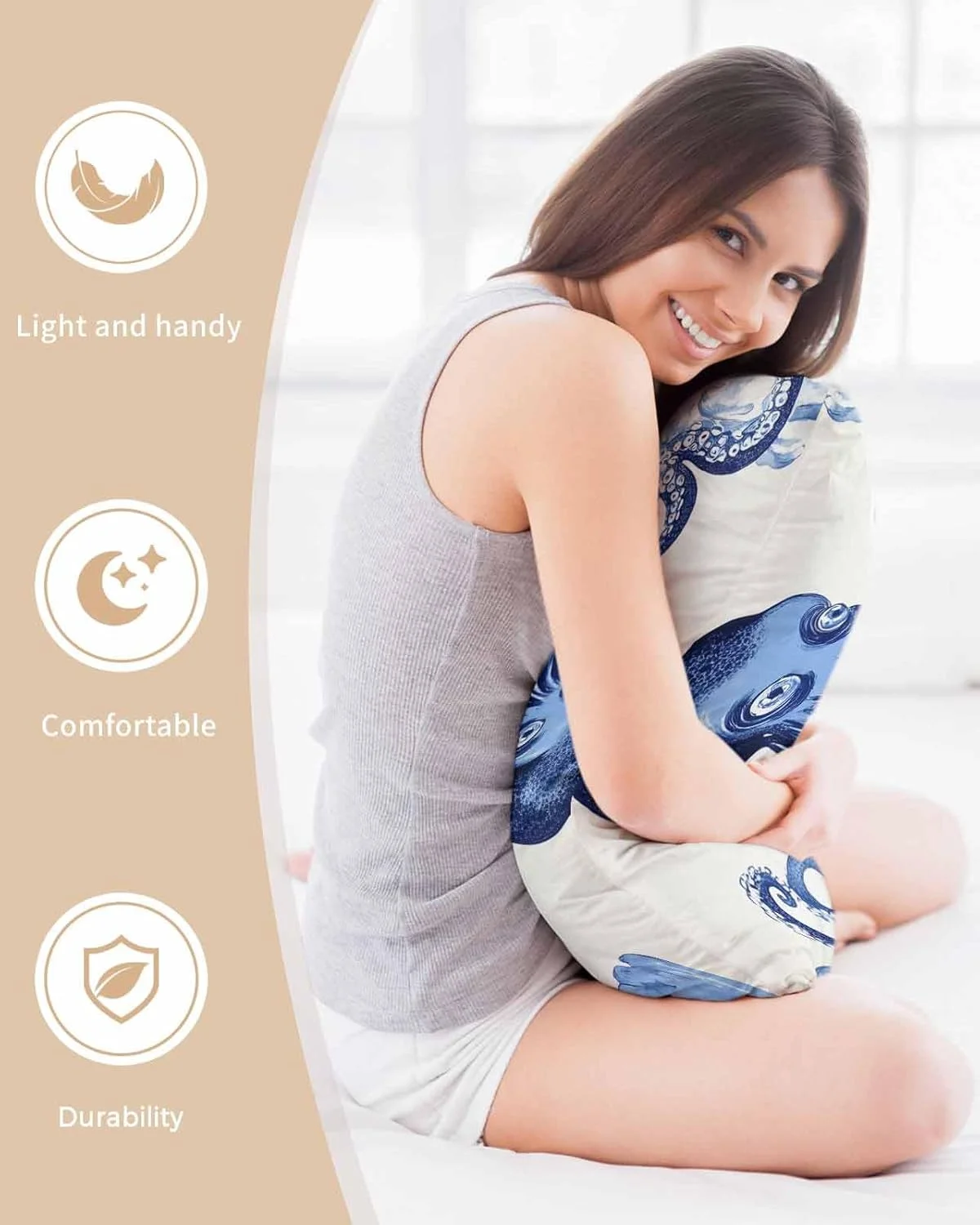 Retro Octopus Satin Pillowcase for Hair and Skin Coastal Octopus Vintage Pillow Cases 2 Pack with Zipper, Super Soft Cooling Similar to Silk Pillow Covers, 20x30 Inch