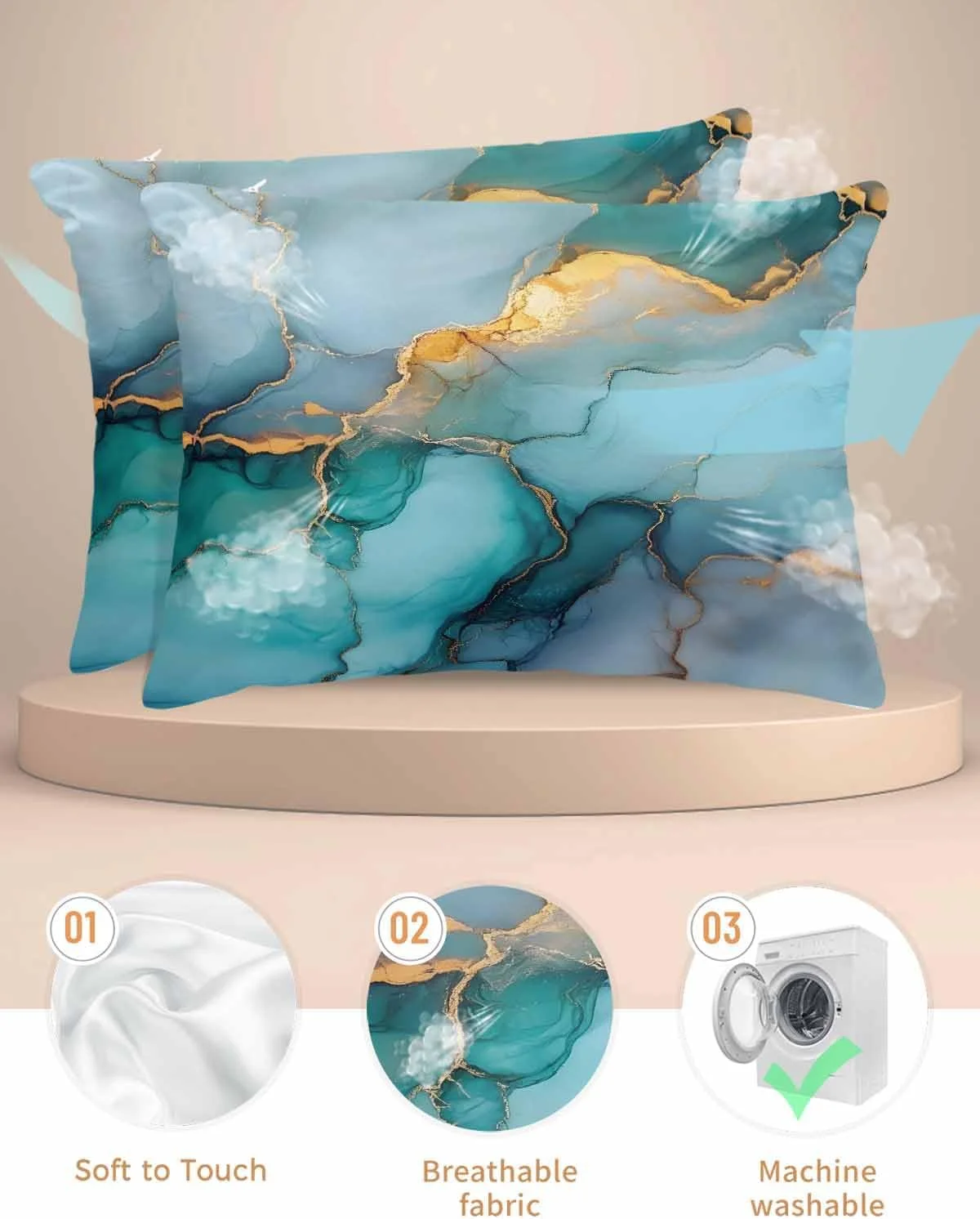 روبالشتی ساتن طرح موج آب مدرن برای مو و پوست، بافت مرمر طلایی سبز، روبالشتی های قدیمی 2 عددی با زیپ، بسیار نرم و خنک شبیه روکش های ابریشمی، 50x91 سانتی متر روبالشتی ساتن طرح موج آب مدرن برای مو و پوست، بافت مرمر طلایی سبز، روبالشتی های قدیمی 2 عددی با زیپ، بسیار نرم و خنک شبیه روکش های ابریشمی، 50x91 سانتی متر