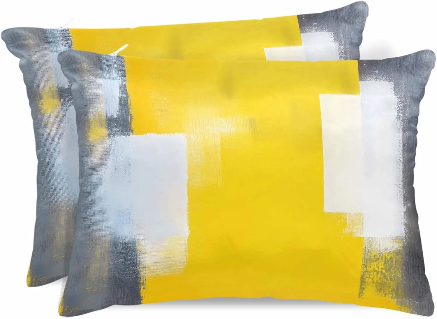 روبالشی ساتن هندسی خاکستری زرد سفید برای مو و پوست، گرادیان انتزاعی رنگ خالدار وینتیج 2 عددی با زیپ، فوق العاده نرم و خنک کننده مشابه روکش های ابریشمی، 50x90 سانتی متر