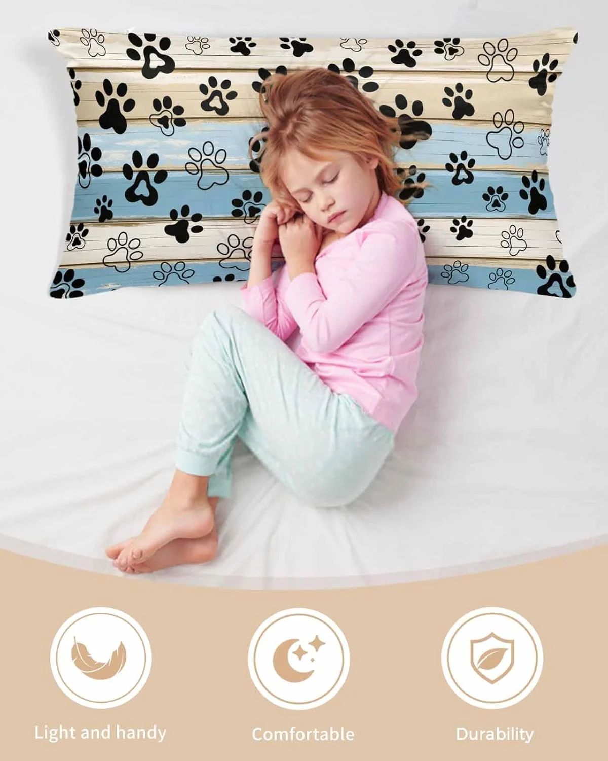 روبالشی ساتن طرح چوب قهوه ای آبی برای مو و پوست، طرح پنجه سگ و گربه، روبالشی های وینتیج 2 عددی با زیپ، بسیار نرم و خنک کننده شبیه روکش های ابریشمی، 50x100 سانتی متر