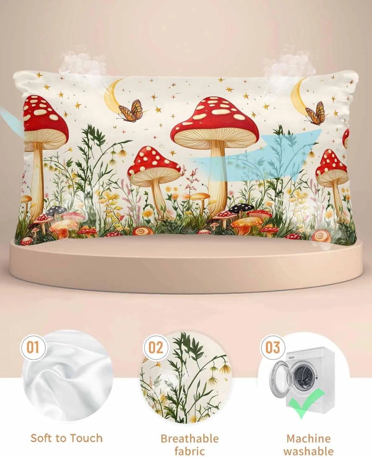 روبالشتی ساتن طرح قارچ قرمز برای مو و پوست، گیاهان سرخس، پروانه، بژ، طرح روستایی، رترو، وینتیج، بسته 2 عددی با زیپ، بسیار نرم و خنک شبیه روکش های ابریشمی، 50x100 سانتی متر روبالشتی ساتن طرح قارچ قرمز برای مو و پوست، گیاهان سرخس، پروانه، بژ، طرح روستایی، رترو، وینتیج، بسته 2 عددی با زیپ، بسیار نرم و خنک شبیه روکش های ابریشمی، 50x100 سانتی متر