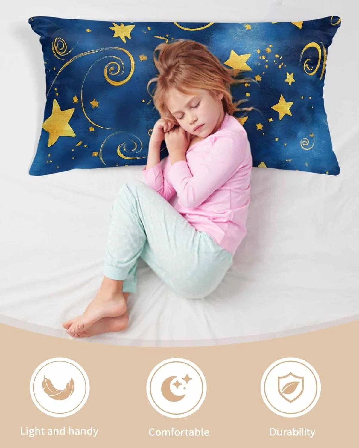 روبالشی ساتن طرح آسمان پر ستاره آبی برای مو و پوست، روبالشی طرح کهکشان ستاره ای وینتیج، بسته 2 عددی با زیپ، بسیار نرم و خنک کننده مشابه روکش های ابریشمی، 50x100 سانتی متر