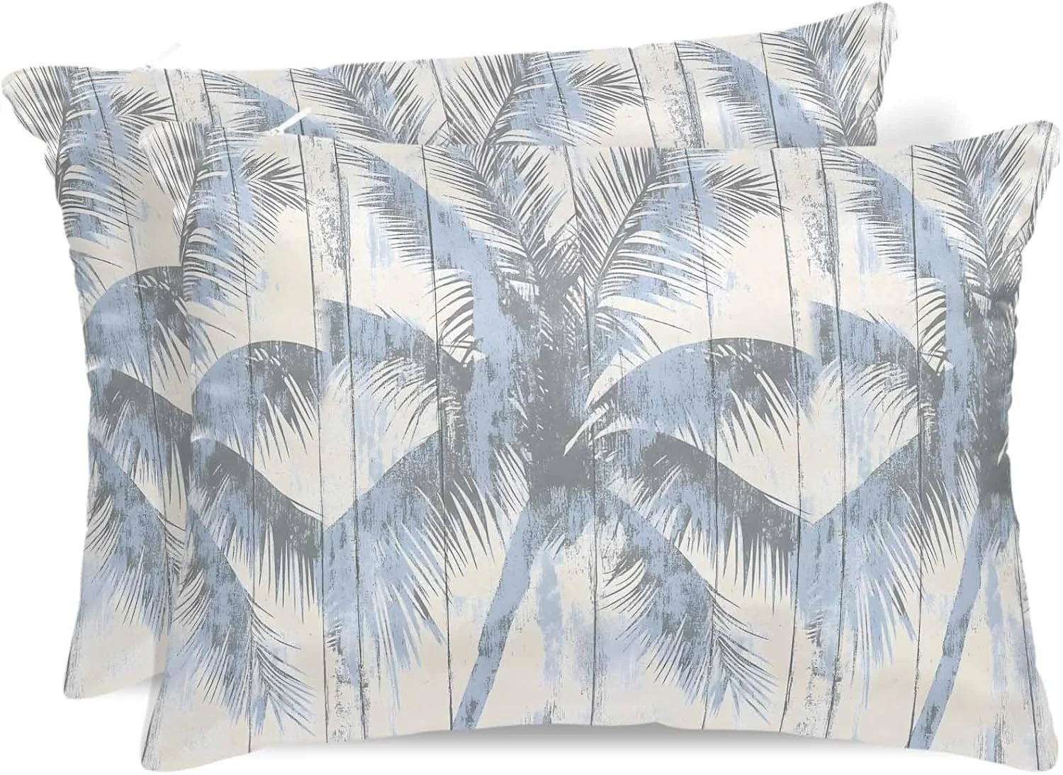 روبالشی ساتن طرح نخل تابستانی برای مو و پوست، طرح درخت ساحلی، نقاشی قدیمی، بافت چوب، بسته 2 عددی با زیپ، بسیار نرم و خنک، مشابه روکش بالش ابریشمی، 50x91 سانتی متر