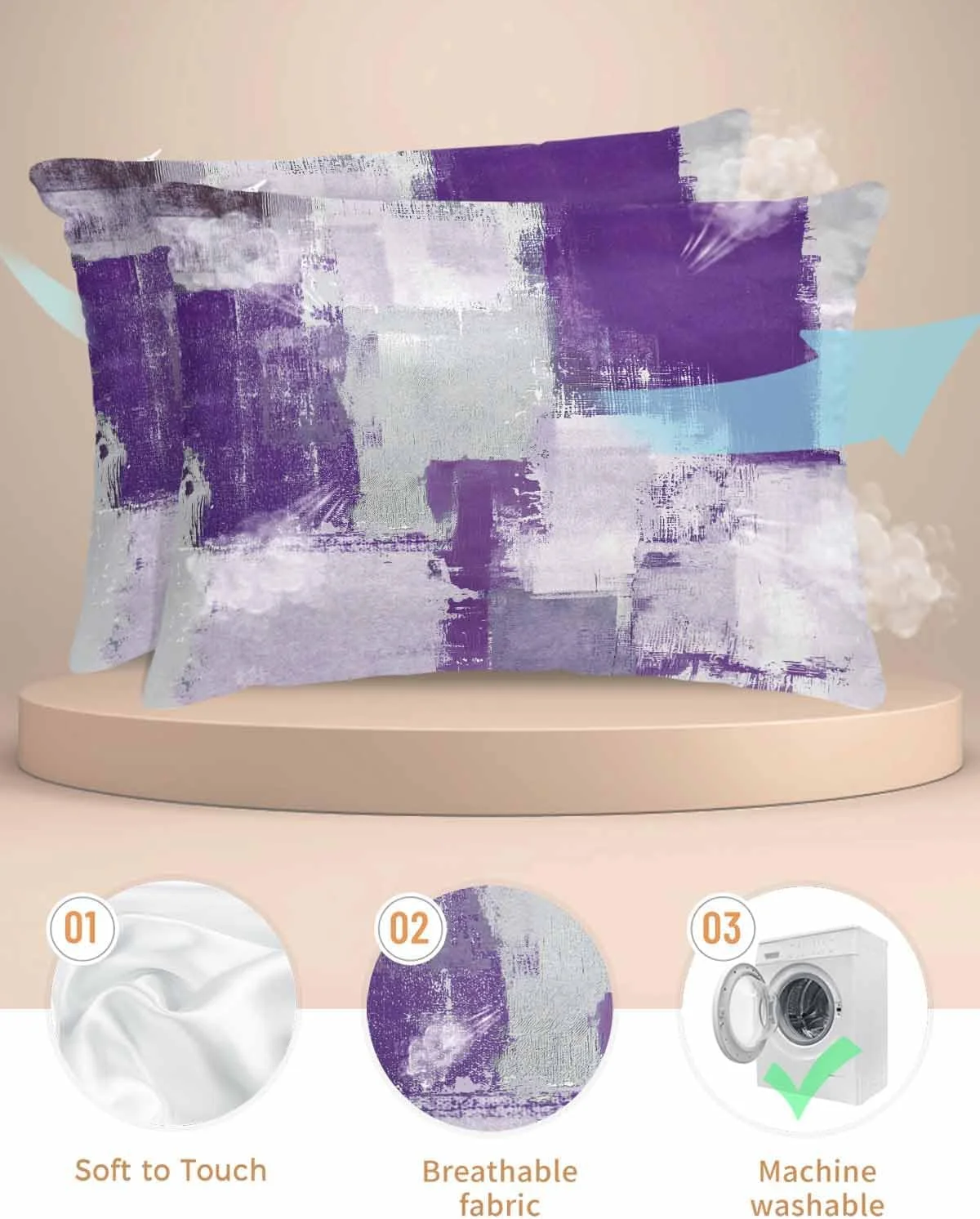 روبالشی ساتن طرح انتزاعی بنفش خاکستری برای مو و پوست، روبالشی های مدرن گرافیتی وینتیج، بسته 2 عددی با زیپ، بسیار نرم و خنک کننده شبیه روکش های ابریشمی، 50x66 سانتی متر روبالشی ساتن طرح انتزاعی بنفش خاکستری برای مو و پوست، روبالشی های مدرن گرافیتی وینتیج، بسته 2 عددی با زیپ، بسیار نرم و خنک کننده شبیه روکش های ابریشمی، 50x66 سانتی متر