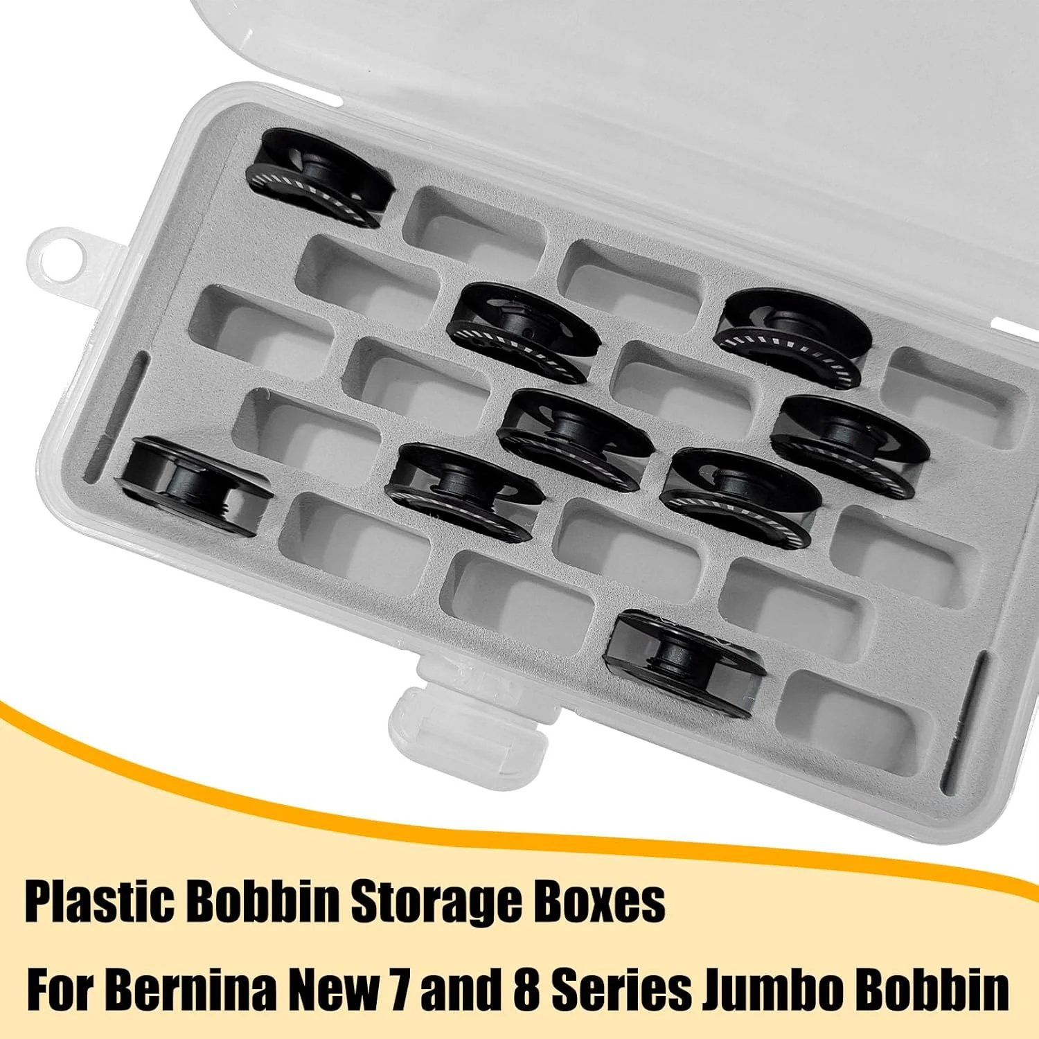 YEQIN Bobbin Case for Bernina New 7 and 8 Series Jumbo Bobbin Sewing Plastic Bobbin Storage Case and Saver Holds 23 Bobbins Box Organizer (Grey) YEQIN Bobbin Case for Bernina New 7 and 8 Series Jumbo Bobbin Sewing Plastic Bobbin Storage Case and Saver Holds 23 Bobbins Box Organizer (Grey)