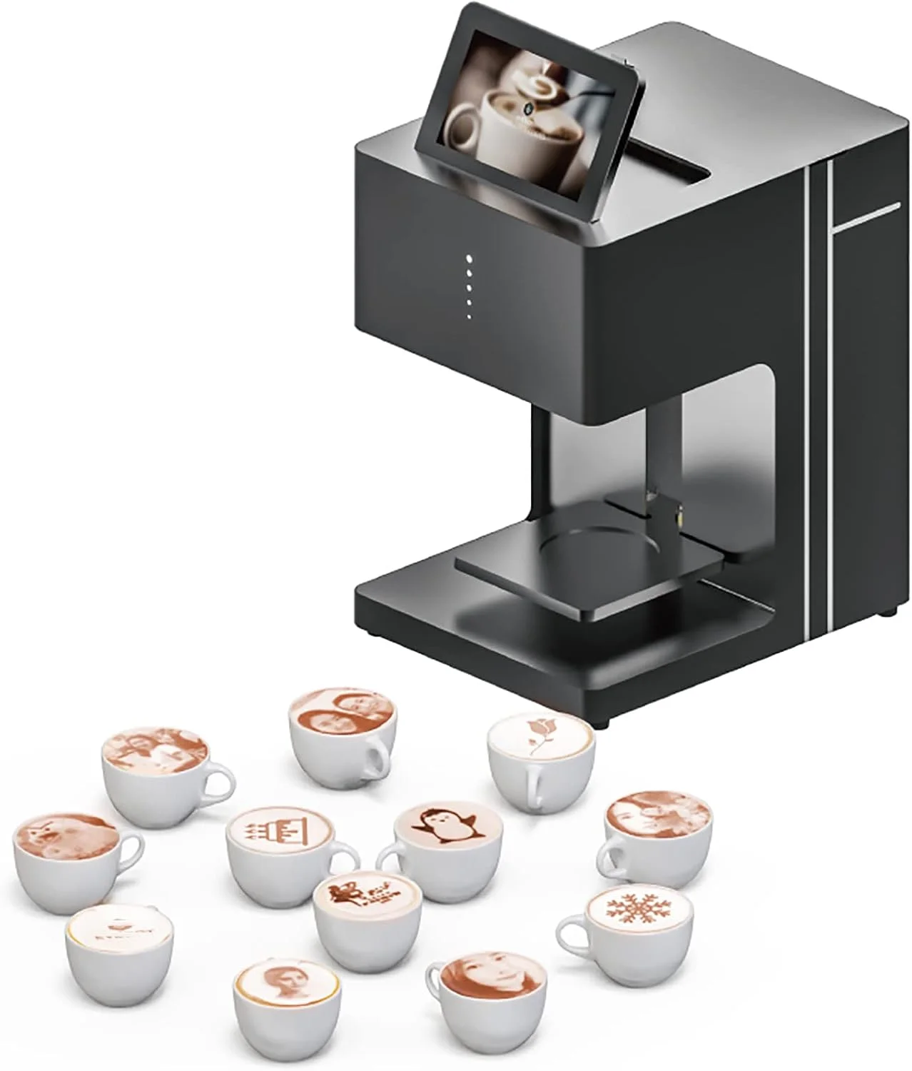 دستگاه چاپگر قهوه لاته EGZYYSWD با جوهر افشان دیجیتال، چاپ عکس وای فای، صفحه نمایش لمسی، سازنده دکوراسیون DIY، مناسب برای دسر/چای شیر/قهوه/فروشگاه کیک