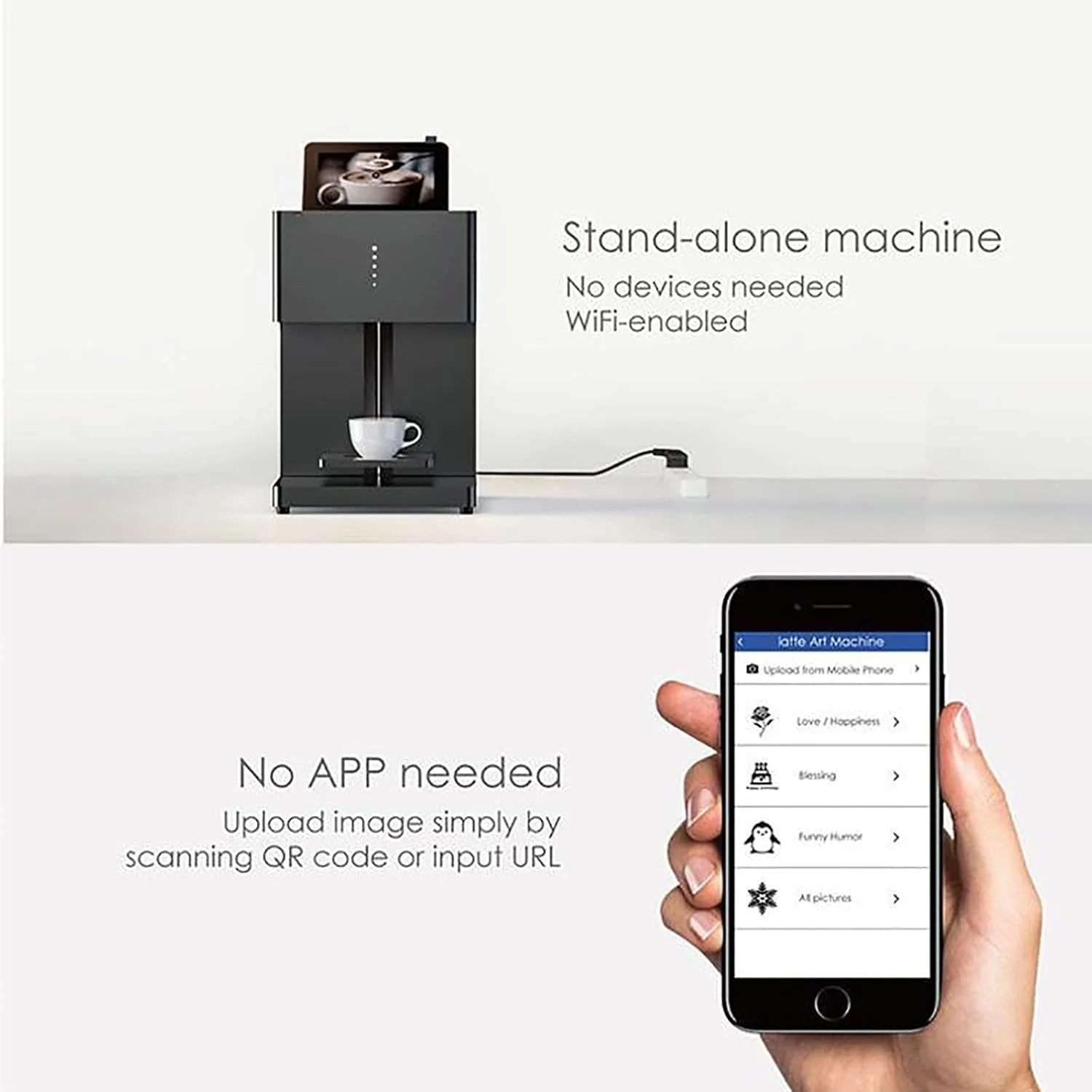 دستگاه چاپگر قهوه لاته EGZYYSWD با جوهر افشان دیجیتال، چاپ عکس وای فای، صفحه نمایش لمسی، سازنده دکوراسیون DIY، مناسب برای دسر/چای شیر/قهوه/فروشگاه کیک