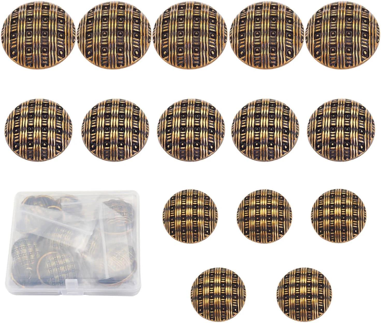 مجموعه 20 عددی دکمه تزئینی آلیاژی وینتیج Xiufortion • 15mm/0.6" • 20mm/0.8" • 25mm/1" • برای صنایع دستی DIY، خیاطی، ساخت هدیه، تعمیر و تعویض دکمه (برنزی)