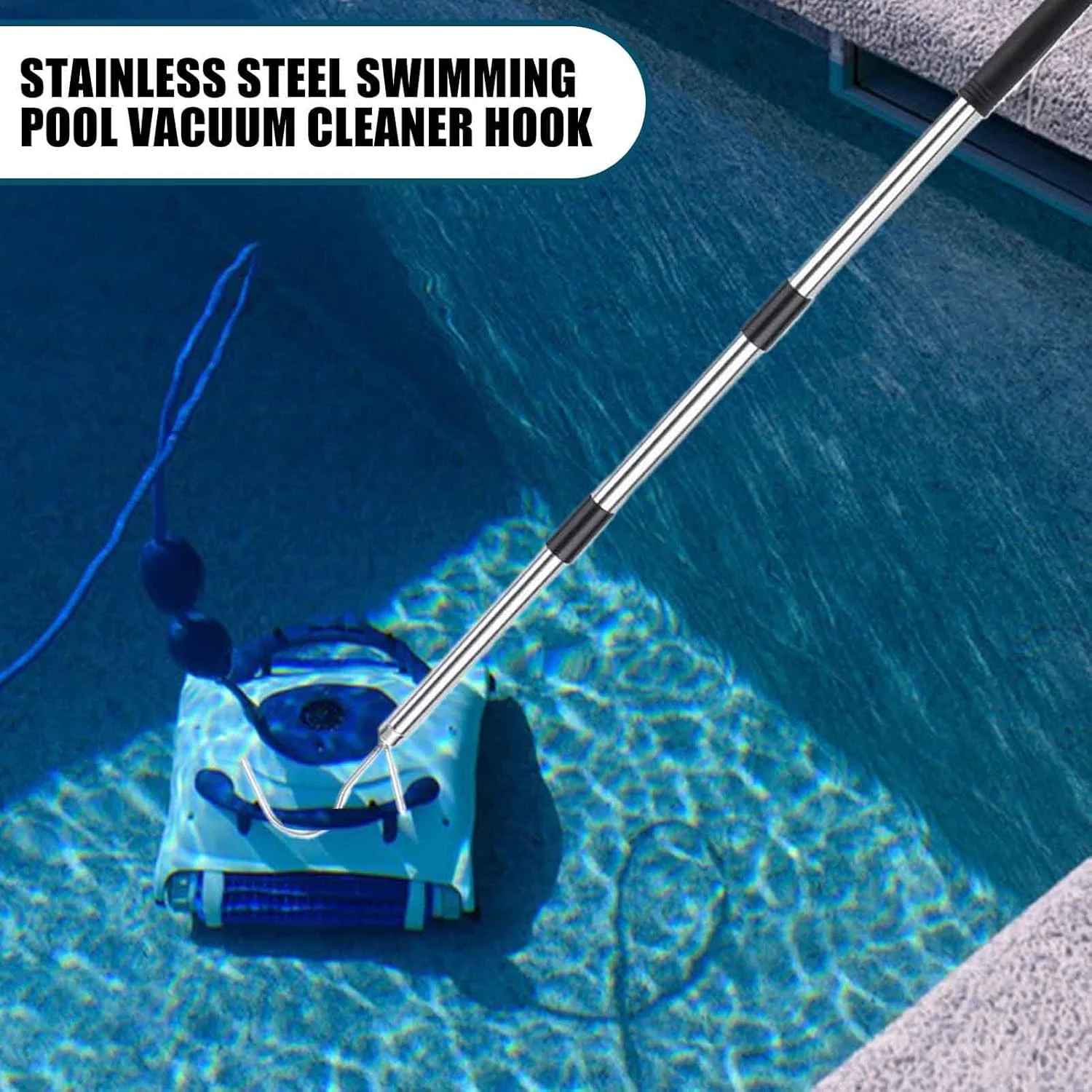 قلاب تمیز کننده استخر، مجموعه قلاب میله ای جاروبرقی ربات استخر، ابزار جانبی تمیز کننده برای حذف زباله، جمع آوری و گرفتن زیر آب