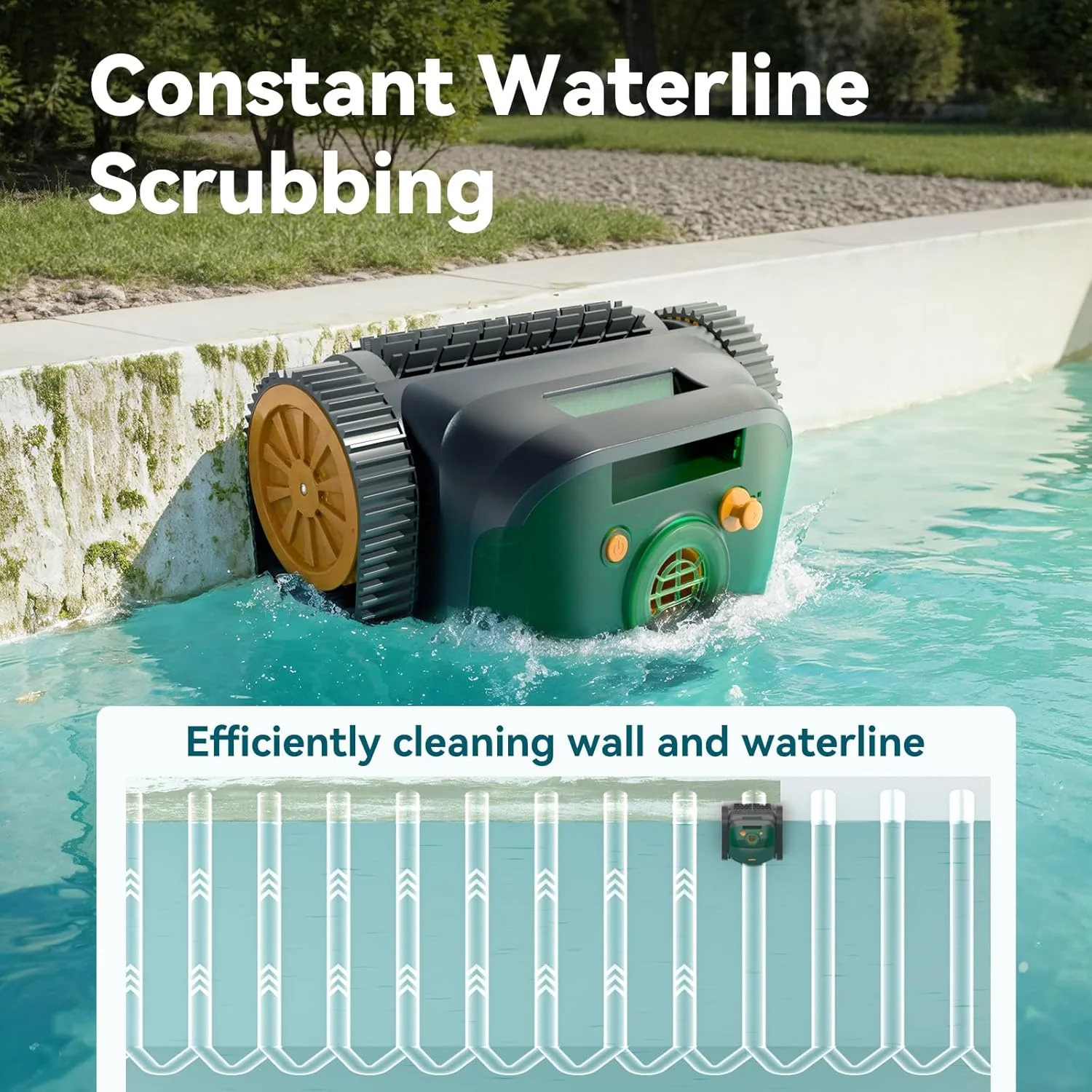 ربات تمیز کننده استخر CliBot مدل CB-5 (ارتقا یافته 2025) با 210 دقیقه زمان کارکرد، مسیریابی هوشمند، موتورهای سه گانه بدون جاروبک، ربات جاروبرقی اتوماتیک استخر با عملکرد تمیز کردن دیوار و خط آب برای استخرهای داخل زمینی