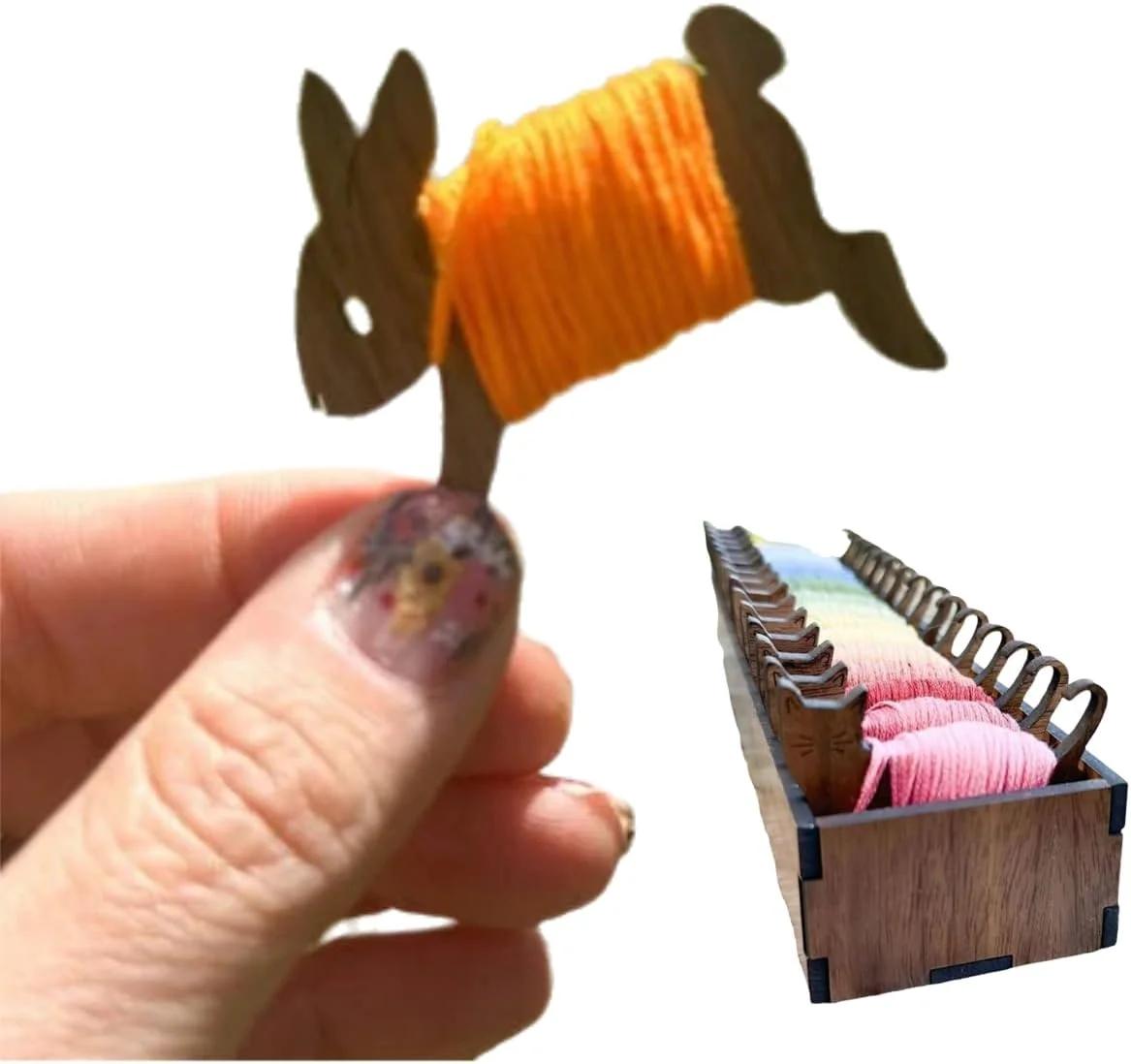 ست بوبین نخ خیاطی مدل Wooden Bunny طرح خرگوش