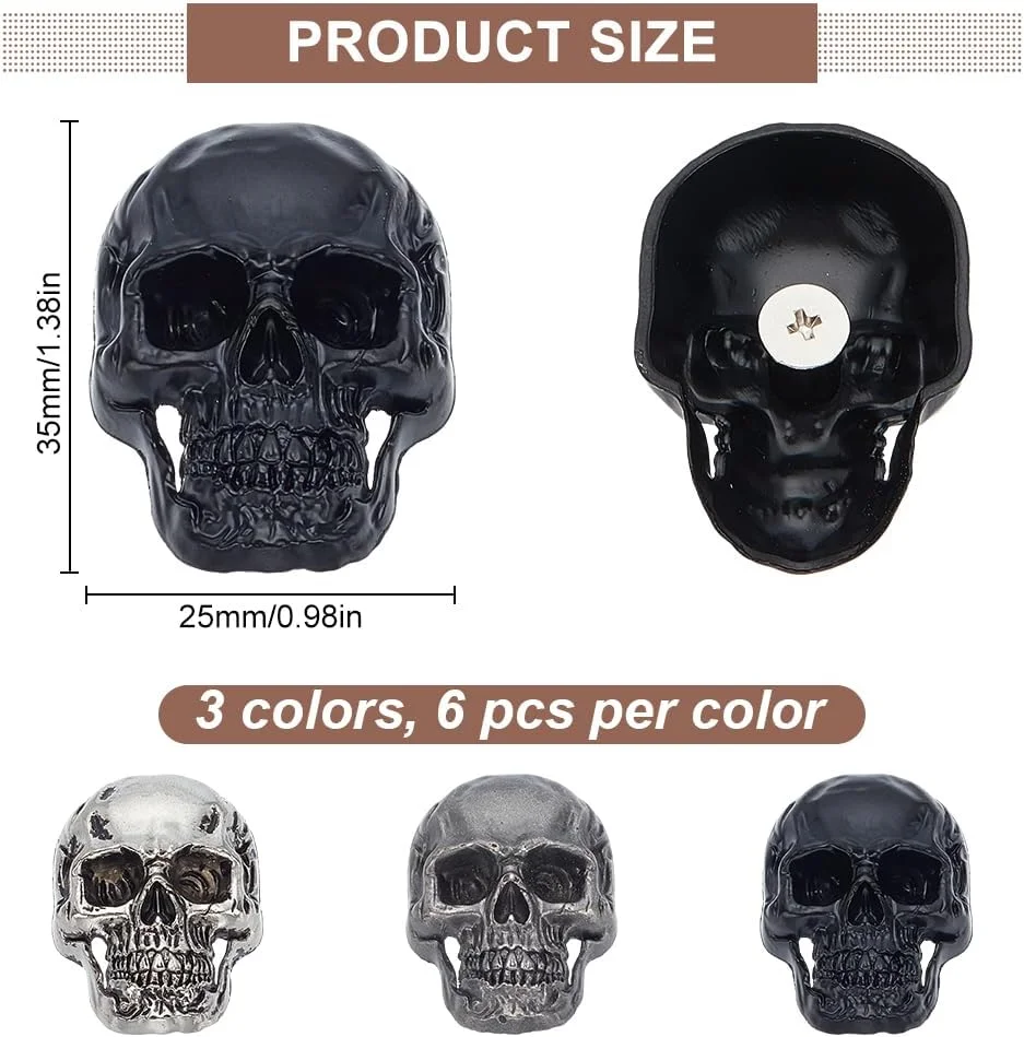 ویبیدی 18 عددی پرچ های جمجمه ای سه رنگ، پرچ های فلزی شبح سه بعدی با پیچ، دکمه های تزئینی چرمی پانک، پرچ های جمجمه ای گوتیک وینتیج برای لوازم جانبی صنایع دستی چرمی کیف و کفش DIY ویبیدی 18 عددی پرچ های جمجمه ای سه رنگ، پرچ های فلزی شبح سه بعدی با پیچ، دکمه های تزئینی چرمی پانک، پرچ های جمجمه ای گوتیک وینتیج برای لوازم جانبی صنایع دستی چرمی کیف و کفش DIY