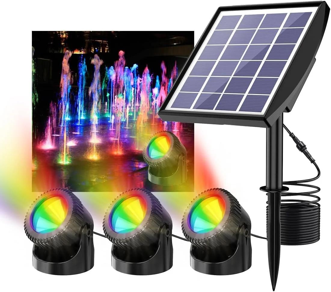 چراغ های خورشیدی RGB برای حوض، چراغ های LED غوطه ور فواره با 13 حالت نورپردازی، چراغ حوض تغییر رنگ هوشمند با روشن/خاموش خودکار با استاندارد ضدآب IP68 برای آکواریوم ماهی، حیاط باغ، استخر، 2200mAh (3 در 1) چراغ های خورشیدی RGB برای حوض، چراغ های LED غوطه ور فواره با 13 حالت نورپردازی، چراغ حوض تغییر رنگ هوشمند با روشن/خاموش خودکار با استاندارد ضدآب IP68 برای آکواریوم ماهی، حیاط باغ، استخر، 2200mAh (3 در 1)