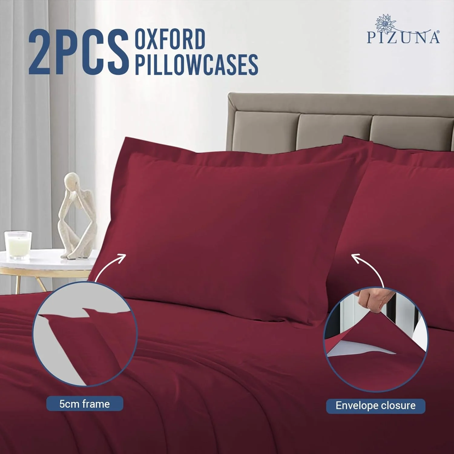 روبالشی استاندارد پیزونا رویال 100% پنبه، 50x75 سانتی متر، رنگ قرمز ریو، با تراکم 1000، بافت ساتن پنبه ای ضخیم، مجلل و بادوام با لبه 5 سانتی متری (روبالشی مجلل قرمز ریو - 2 عدد) روبالشی استاندارد پیزونا رویال 100% پنبه، 50x75 سانتی متر، رنگ قرمز ریو، با تراکم 1000، بافت ساتن پنبه ای ضخیم، مجلل و بادوام با لبه 5 سانتی متری (روبالشی مجلل قرمز ریو - 2 عدد)