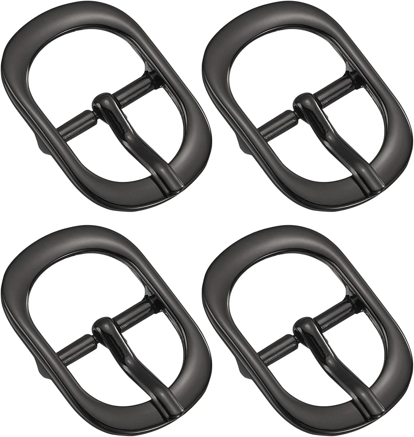 Uxcell 4Pcs 0.75" Metal Roller Buckle, Single Prong Belt Buckle Oval Center Bar Buckles for Leather Craft Accessories, Black