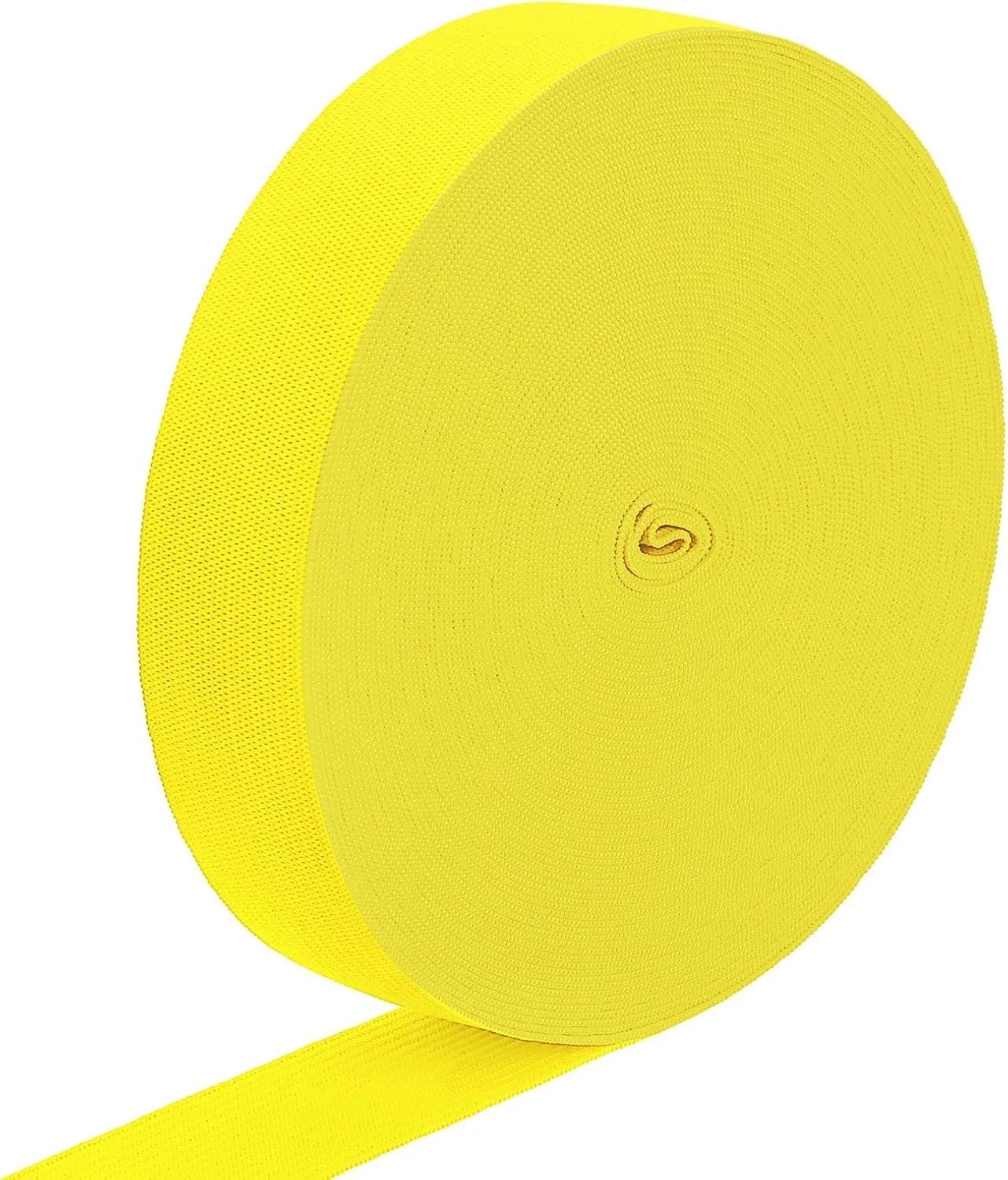 نوار کشی الاستیک uxcell، 2.5 سانتی متر × 13.7 متر نوار کشی بافتنی الاستیک پارچه ای برای خیاطی، کلاه گیس، کمر شلوار، شلوار، کاردستی DIY (زرد روشن)