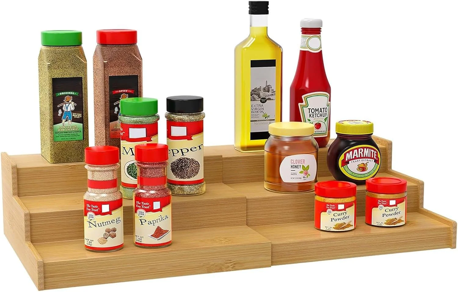 ارگانایزر قفسه ادویه U-HOOME، ارگانایزر کابینت آشپزخانه، قفسه نمایشگر 3 طبقه قابل گسترش، قفسه نگهداری ادویه برای کابینت آشپزخانه، سازماندهی انبار، نگهداری و سازماندهی آشپزخانه، سازمان دهنده چاشنی