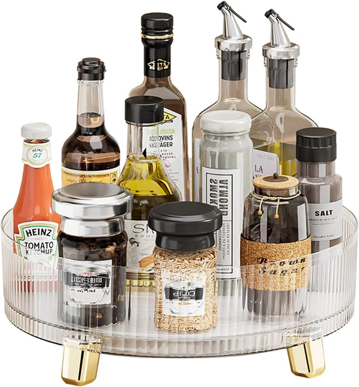 ارگانایزر گردان 360 درجه U-HOOME، قفسه ادویه گردان، قفسه نگهداری ادویه چرخشی برای آشپزخانه، انبار، عطر، سازمان دهنده آرایش، سینی لوازم آرایشی بهداشتی، سازمان دهنده میز آرایش