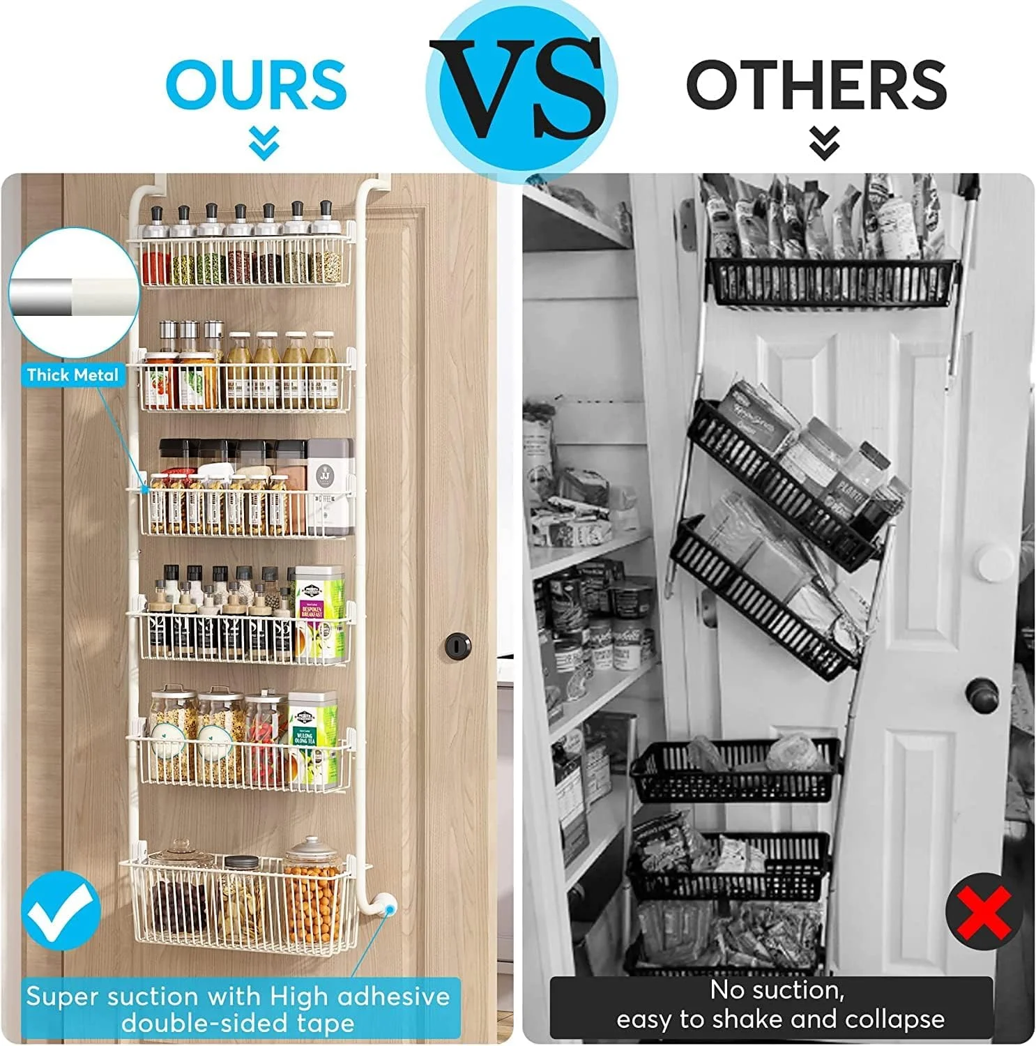 قفسه سازمان دهنده کابینت آویز U-HOOME، 6 طبقه، فلزی مقاوم، مناسب برای آشپزخانه، حمام و کمد (سفید) قفسه سازمان دهنده کابینت آویز U-HOOME، 6 طبقه، فلزی مقاوم، مناسب برای آشپزخانه، حمام و کمد (سفید)