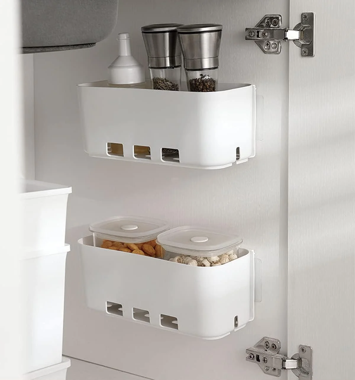 ارگانایزر زیر سینک U-HOOME، 2 عدد، قفسه کشویی برای کابینت، قفسه دیواری برای نگهداری در آشپزخانه و حمام