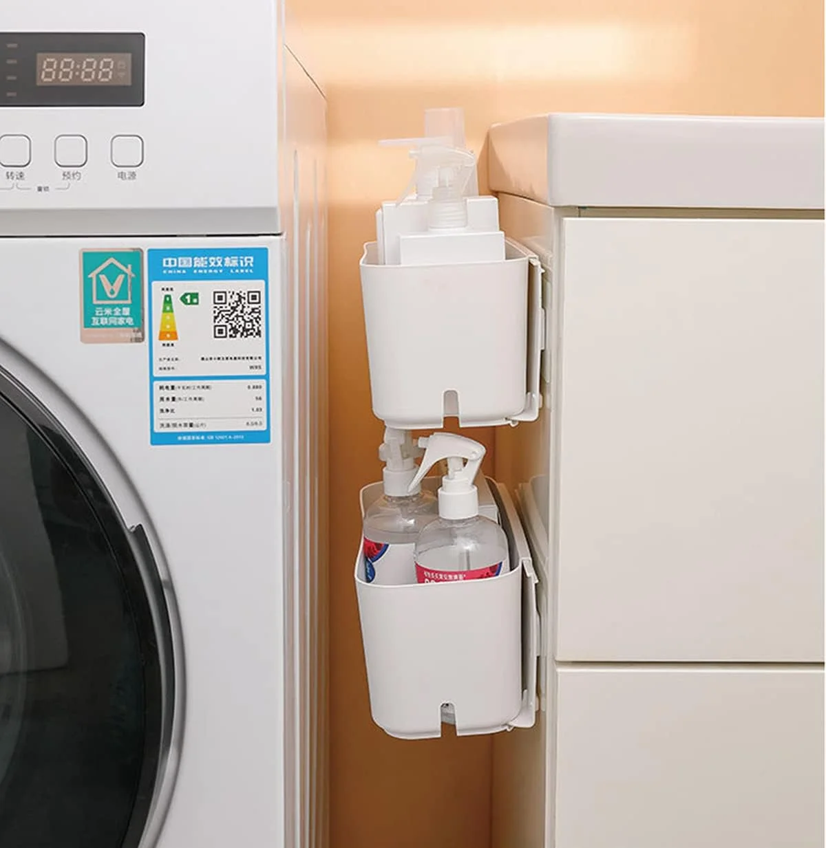 ارگانایزر زیر سینک U-HOOME، 2 عدد، قفسه کشویی برای کابینت، قفسه دیواری برای نگهداری در آشپزخانه و حمام