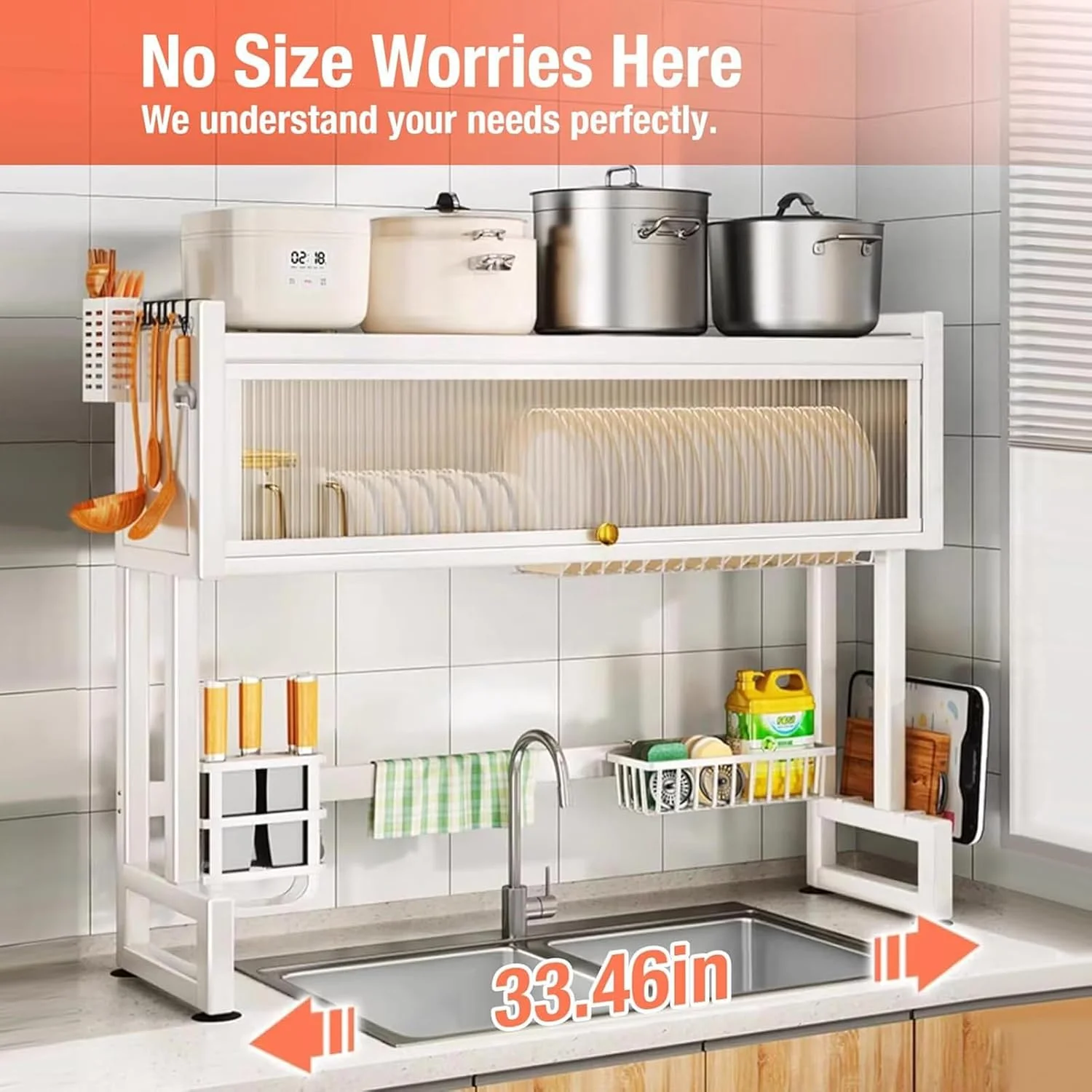 آبچکان ظرف U-HOOME، 3 طبقه بالای سینک، استند خشک کن ظروف، قفسه های ذخیره سازی ظروف برای سازماندهی آشپزخانه با نگهدارنده اسفنج و ابزار، قفسه خشک کن (سفید) آبچکان ظرف U-HOOME، 3 طبقه بالای سینک، استند خشک کن ظروف، قفسه های ذخیره سازی ظروف برای سازماندهی آشپزخانه با نگهدارنده اسفنج و ابزار، قفسه خشک کن (سفید)