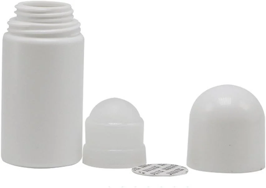 مولنسیور 4 عدد بطری رولی خالی قابل پر کردن مجدد 50 میلی لیتری، ظروف دئودورانت DIY ضد نشت و قابل استفاده مجدد با توپک غلطکی پلاستیکی، سفید