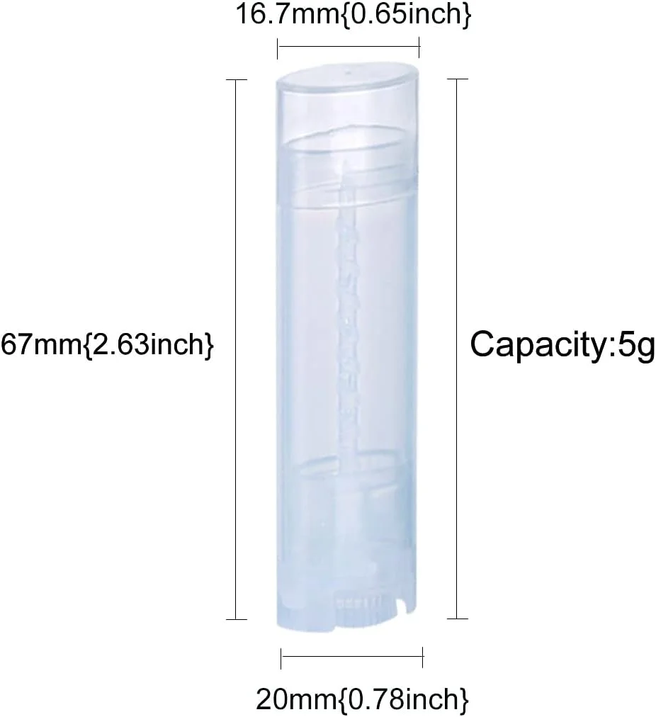 ظروف بیضی شکل 5 میلی لیتری بالم لب مالینک، 100 عدد ظرف پلاستیکی شفاف خالی بیضی شکل دئودورانت، نگهدارنده ظرف براق لب با درب