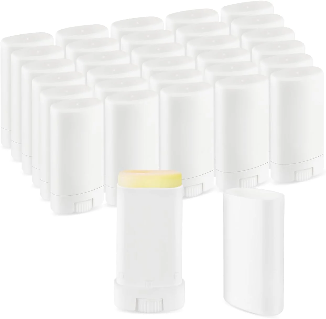 30 عدد تیوب خالی بالم لب 15 میلی لیتری / 0.5 اونسی، ظروف دئودورانت پلاستیکی سفید، تیوب های دئودورانت مسافرتی قابل پر کردن مجدد، تیوب رژ لب برای ساخت بالم لب، دئودورانت، آروماتراپی