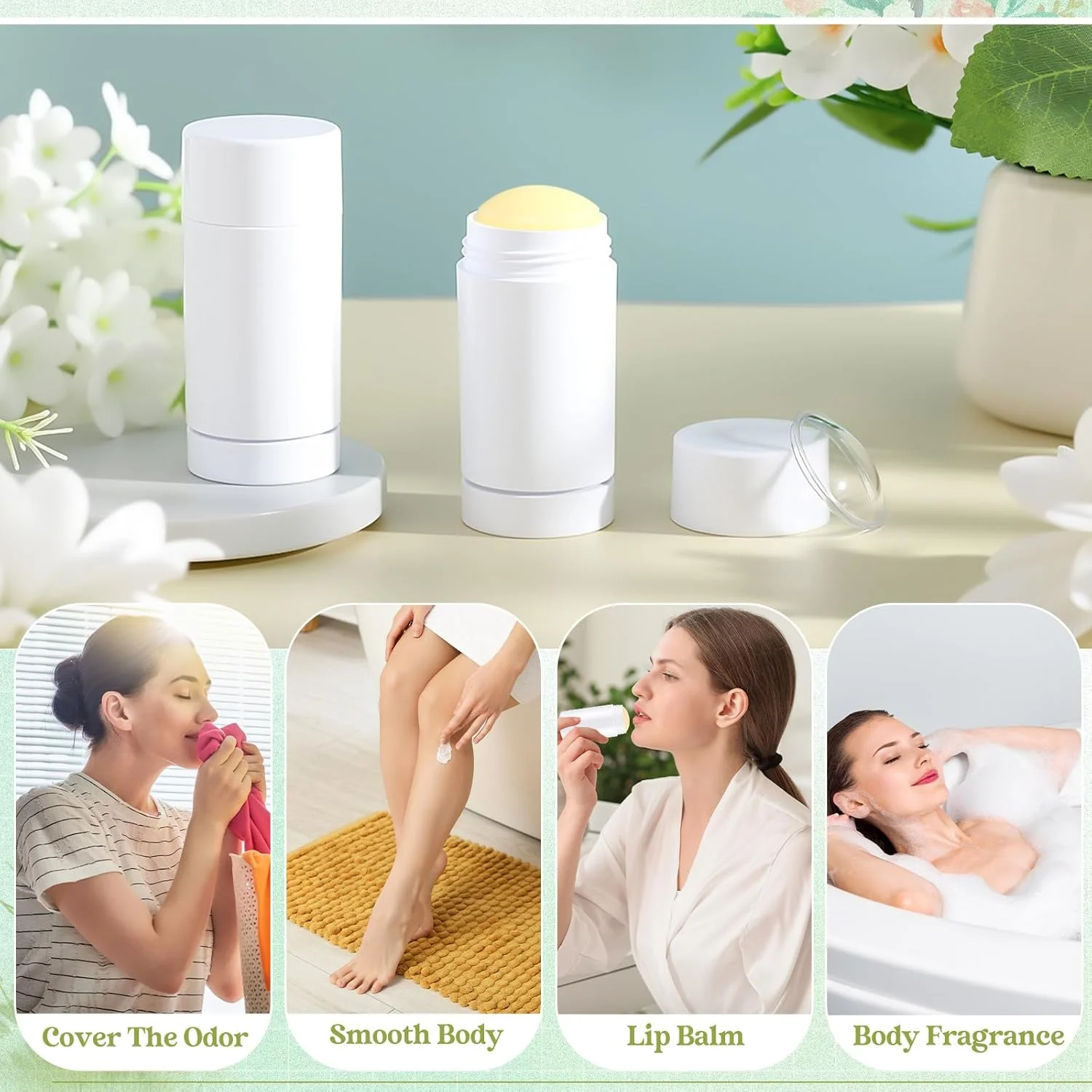 تینییو 30 عدد ظرف خالی دئودورانت، ظرف پلاستیکی چرخشی پر کردنی، بطریهای دئودورانت قابل پر کردن، لوله های گرد بالم لب پر شونده از پایین برای رژ لب و مداد شمعی DIY (75 میلی لیتر، سفید) تینییو 30 عدد ظرف خالی دئودورانت، ظرف پلاستیکی چرخشی پر کردنی، بطریهای دئودورانت قابل پر کردن، لوله های گرد بالم لب پر شونده از پایین برای رژ لب و مداد شمعی DIY (75 میلی لیتر، سفید)