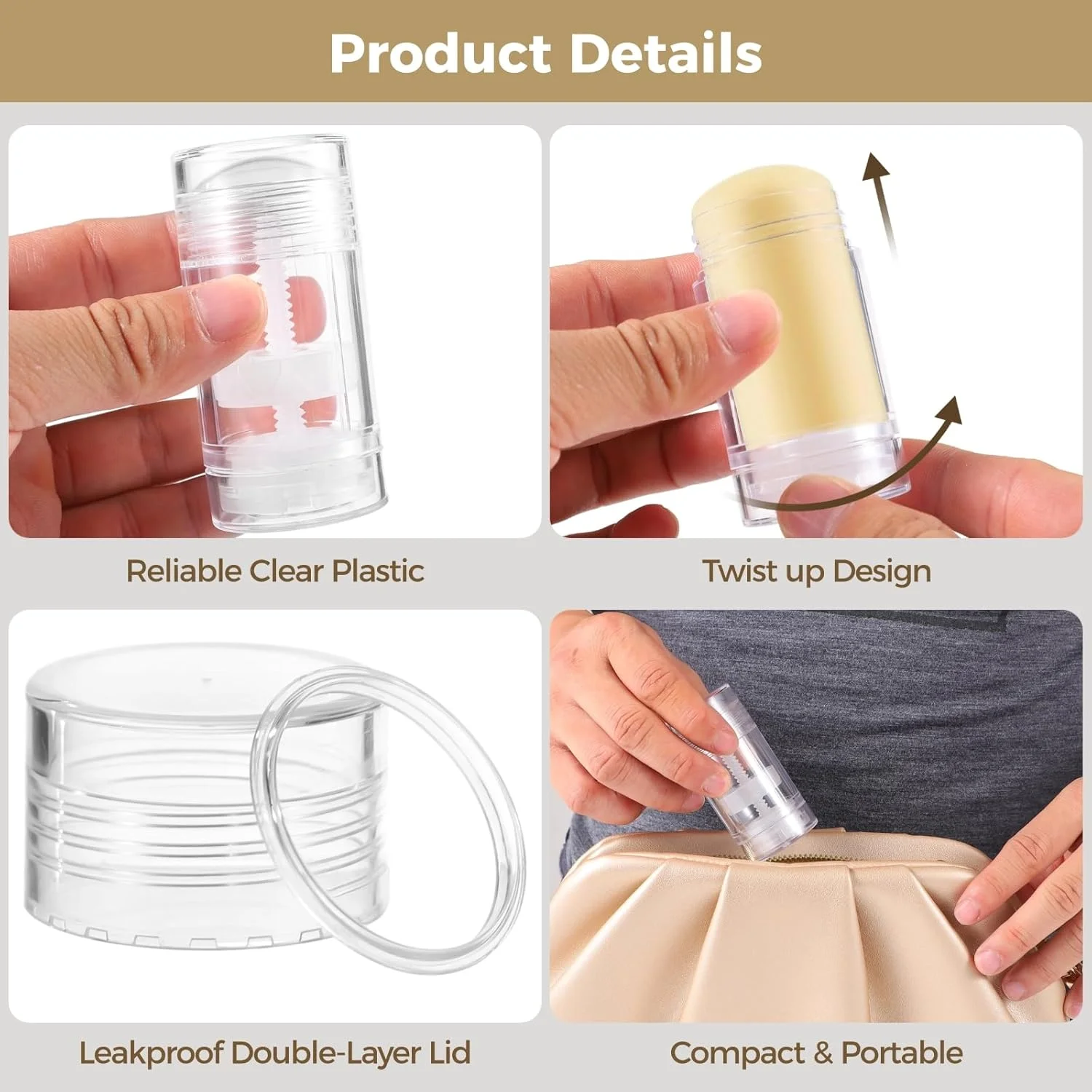 60 عدد ظرف خالی دئودورانت، ظروف پلاستیکی شفاف چرخشی 30 میلی لیتری، لوله های خالی دئودورانت، لوله شفاف چرخشی برای رژ لب، بالم لب و مداد شمعی های DIY