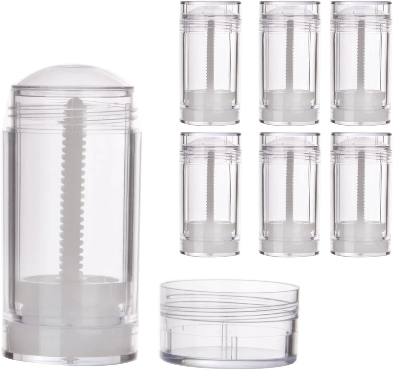 COSIDEA بسته 6 عددی ظروف خالی شفاف گرد 75 گرمی / 2.5 اونسی برای مواد خوشبو کننده، پر کردن از پایین، لوله های بزرگ چرخشی برای واکس مو، بطری بالم لب COSIDEA بسته 6 عددی ظروف خالی شفاف گرد 75 گرمی / 2.5 اونسی برای مواد خوشبو کننده، پر کردن از پایین، لوله های بزرگ چرخشی برای واکس مو، بطری بالم لب