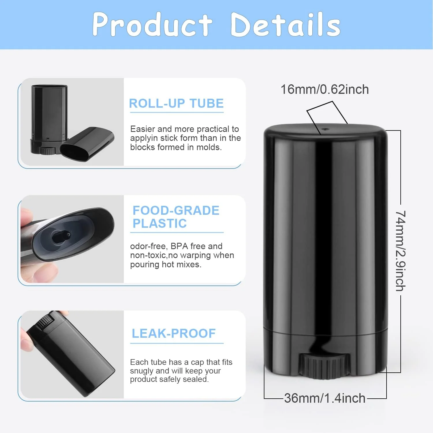 ظروف دئودورانت مسافرتی 15 میلی لیتری Furnido، پر شونده از بالا، لوله های بیضی شکل پلاستیکی خالی بالم لب برای چسب لب، بالم لب، استیک لوسیون، مرهم، لوسیون جامد خانگی، دئودورانت سایز نمونه - بسته 30 عددی، مشکی ظروف دئودورانت مسافرتی 15 میلی لیتری Furnido، پر شونده از بالا، لوله های بیضی شکل پلاستیکی خالی بالم لب برای چسب لب، بالم لب، استیک لوسیون، مرهم، لوسیون جامد خانگی، دئودورانت سایز نمونه - بسته 30 عددی، مشکی