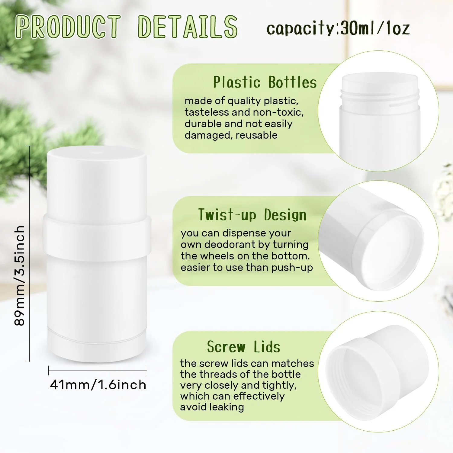 گلس استور 15 عدد ظرف خالی پلاستیکی دئودورانت، لوله های دئودورانت پیچی DIY، لوله های بالم لب قابل پر کردن مجدد با پر کردن از بالا برای دئودورانت، بالم لب، لوسیون استیک و غیره (سفید، 30 میلی لیتر/1 اونس) گلس استور 15 عدد ظرف خالی پلاستیکی دئودورانت، لوله های دئودورانت پیچی DIY، لوله های بالم لب قابل پر کردن مجدد با پر کردن از بالا برای دئودورانت، بالم لب، لوسیون استیک و غیره (سفید، 30 میلی لیتر/1 اونس)