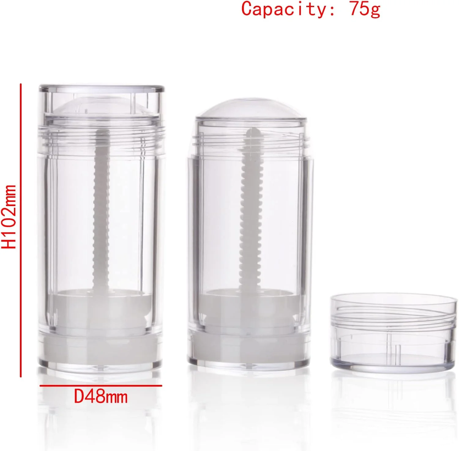 COSIDEA بسته 6 عددی ظروف خالی شفاف گرد 75 گرمی / 2.5 اونسی برای مواد خوشبو کننده، پر کردن از پایین، لوله های بزرگ چرخشی برای واکس مو، بطری بالم لب COSIDEA بسته 6 عددی ظروف خالی شفاف گرد 75 گرمی / 2.5 اونسی برای مواد خوشبو کننده، پر کردن از پایین، لوله های بزرگ چرخشی برای واکس مو، بطری بالم لب