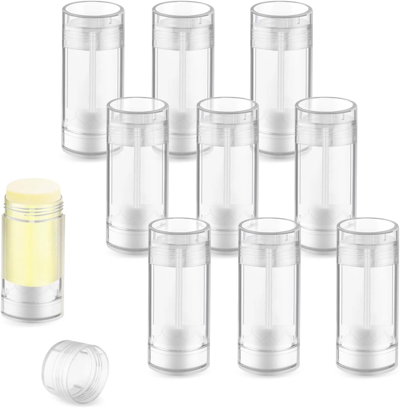 گلس استور 10 عدد ظرف خالی دئودورانت، بطری های دئودورانت با پر کردن از پایین، لوله های دئودورانت DIY قابل پر کردن، لوله های بالم لب (شفاف، 15 میلی لیتر/0.5 اونس) گلس استور 10 عدد ظرف خالی دئودورانت، بطری های دئودورانت با پر کردن از پایین، لوله های دئودورانت DIY قابل پر کردن، لوله های بالم لب (شفاف، 15 میلی لیتر/0.5 اونس)