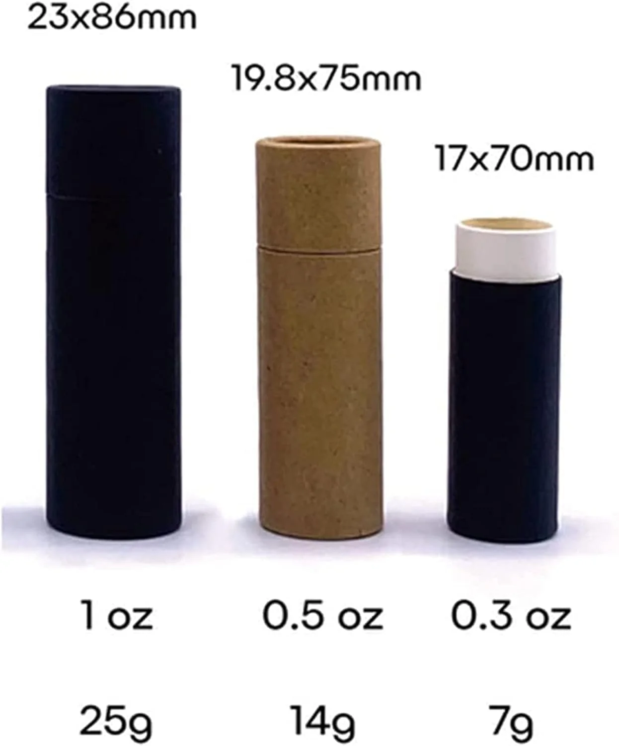 بسته 10 عددی لوله های مقوایی بالم لب Healthcom، لوله های رژ لب کاغذی کرافت، جعبه لوازم آرایشی لوله عطر جامد ظرف خالی دئودورانت 15 میلی لیتری اونس برای مداد رنگی دئودورانت چسب لب DIY (مشکی)