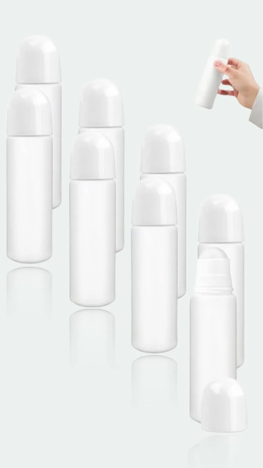 بسته 8 عددی بطری های غلتکی پلاستیکی 100 میلی لیتری - ظروف مام رول ضد تعریق قابل شارژ برای روغن های ضروری، عطرها و بالم ها